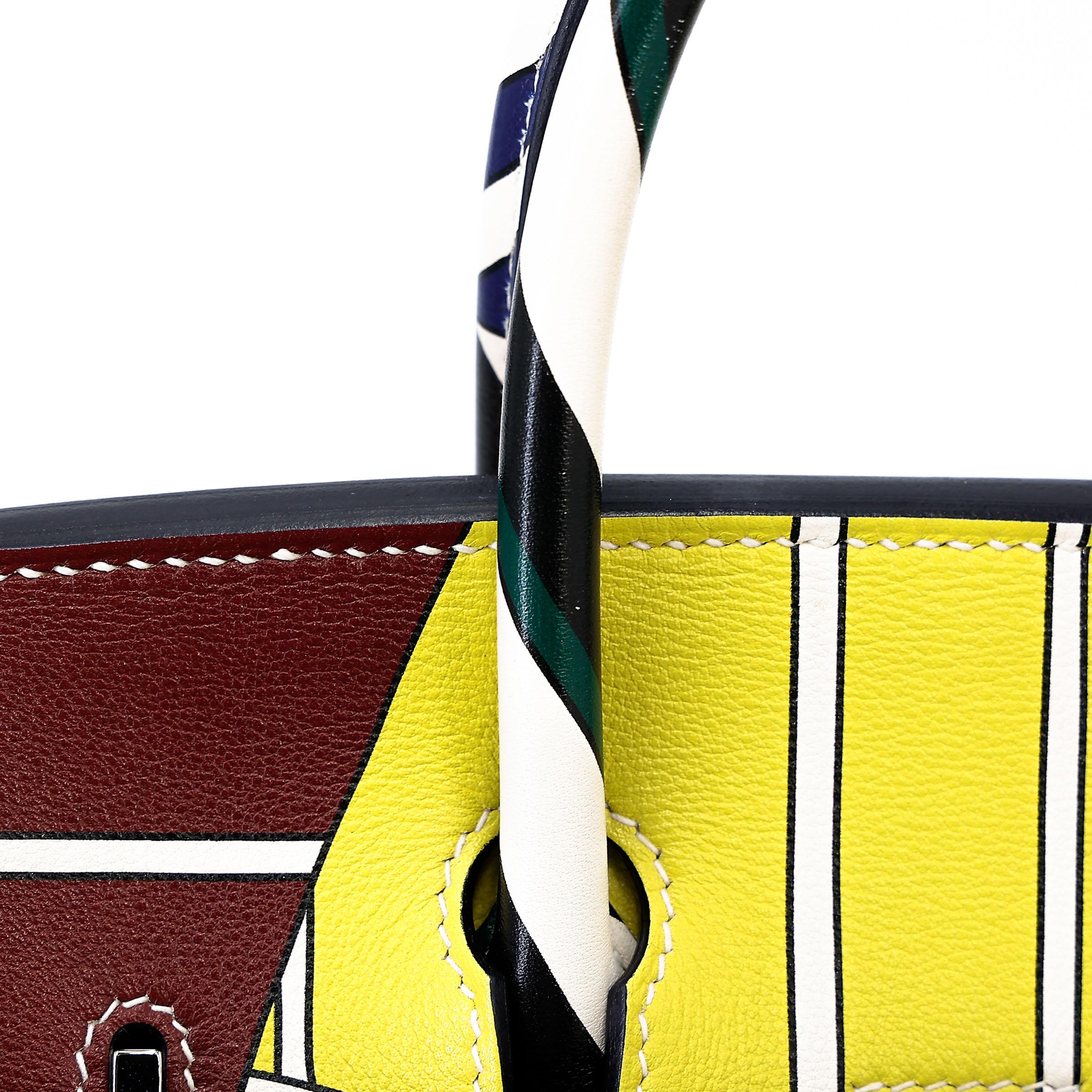 Very Good ( Rank A) HERMÈS Limited Edition Birkin 25 One Two Three and Away We Go Multi-color Swift Palladium hardware D (2019) - 8
