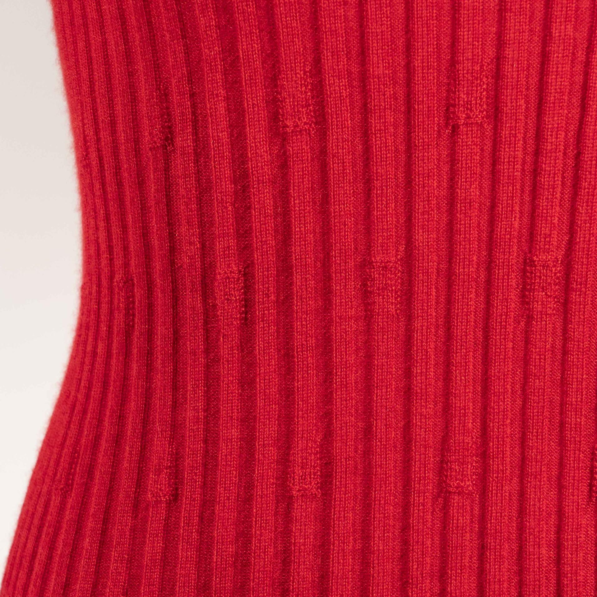Unused ( Rank NS ) HERMÈS Women's Knit Short-Sleeve Top Red Cashmere - 4