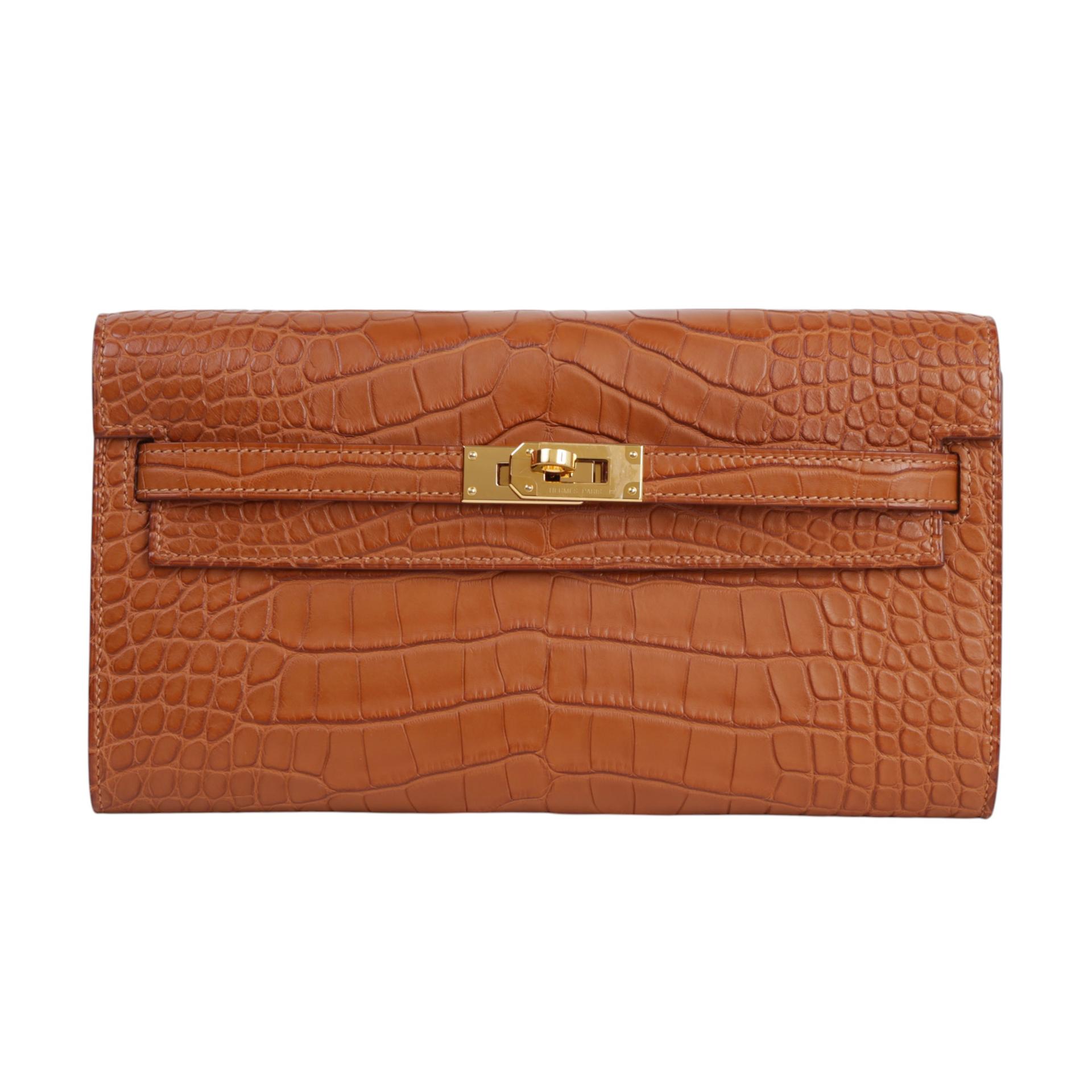 Very Good ( Rank A) HERMÈS Kelly To Go Wallet Gold (37) Matte Alligator Gold hardware B (2023) - 1