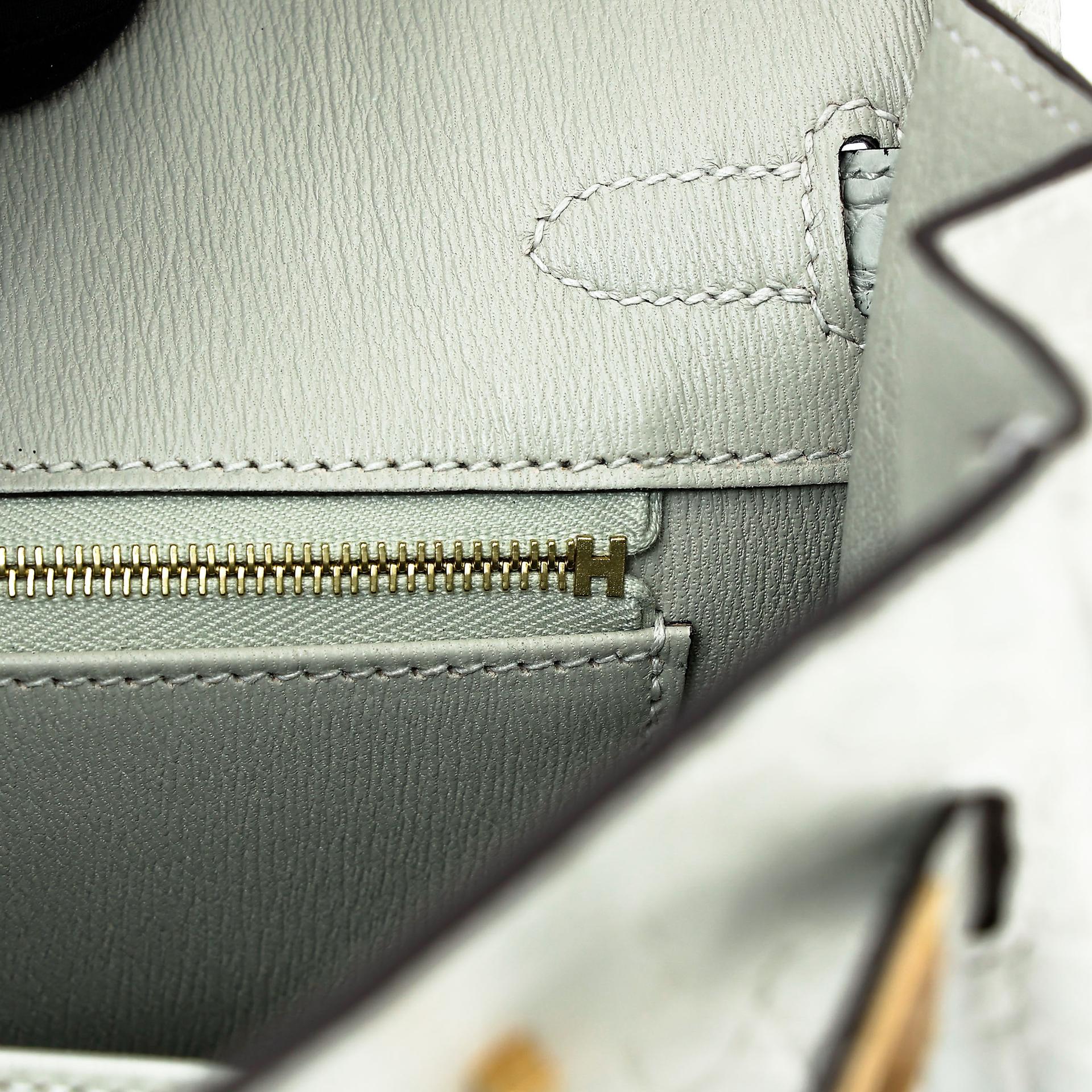 Brand New ( Rank N ) HERMÈS Birkin 25 Gris Neve (0W) Matte Alligator Gold hardware K (2025) - 14