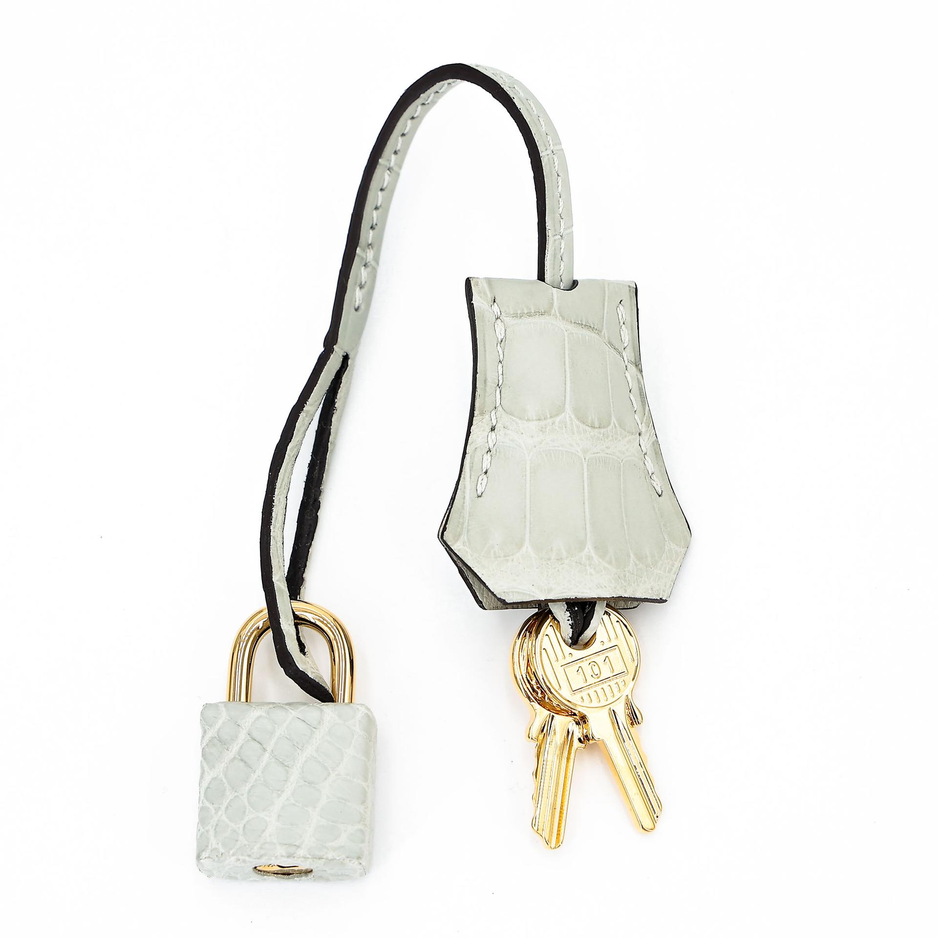 Brand New ( Rank N ) HERMÈS Birkin 25 Gris Neve (0W) Matte Alligator Gold hardware K (2025) - 19