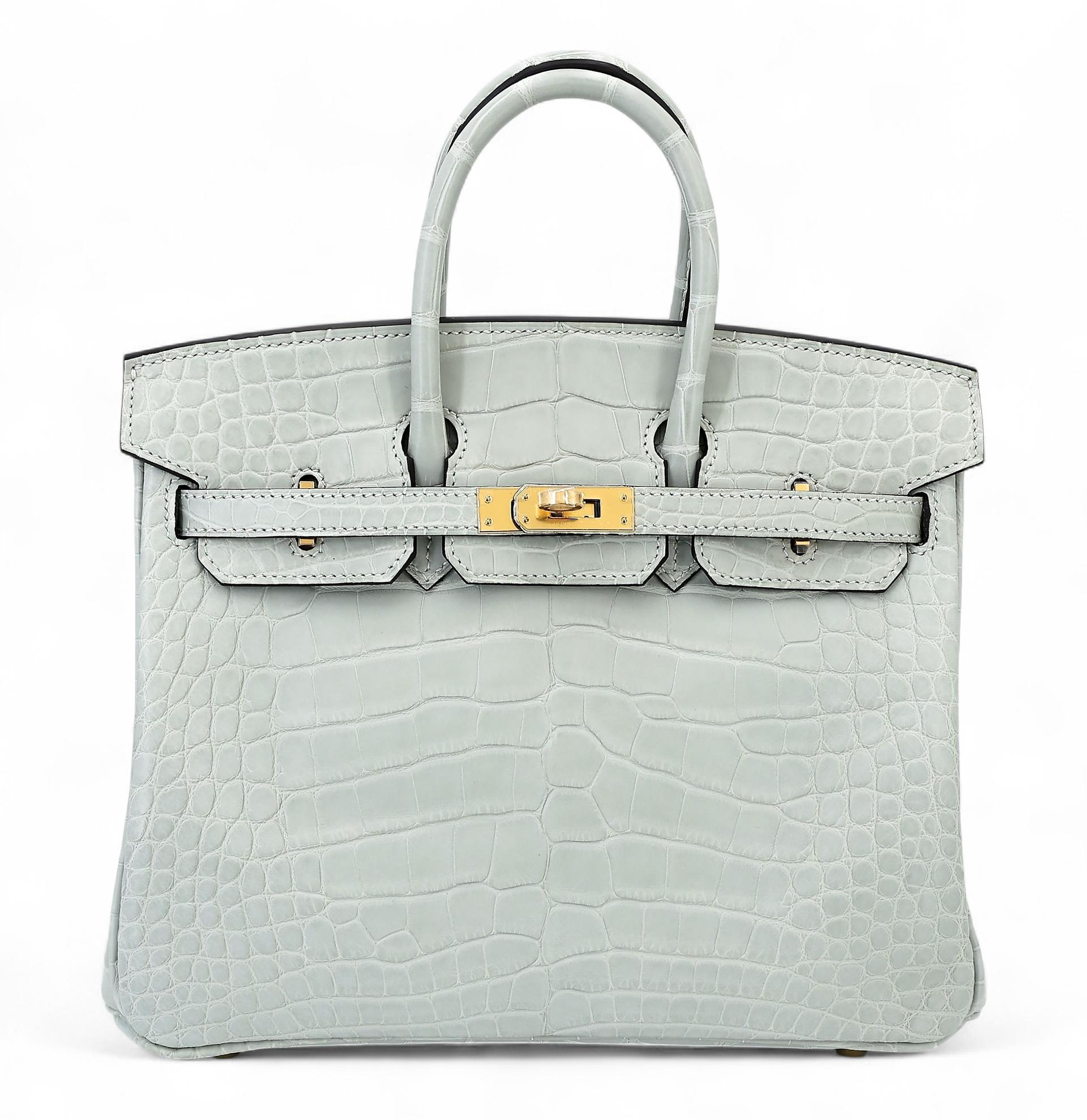 Brand New ( Rank N ) HERMÈS Birkin 25 Gris Neve (0W) Matte Alligator Gold hardware K (2025) - 1