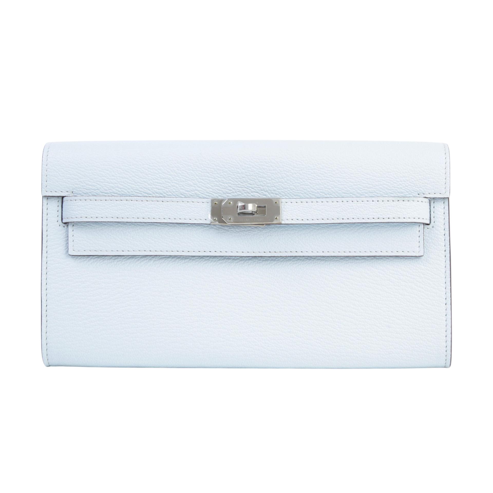 Unused ( Rank NS ) HERMÈS Kelly To Go Wallet Bleu Brume (T0) Chevre Palladium hardware B (2023) - 1
