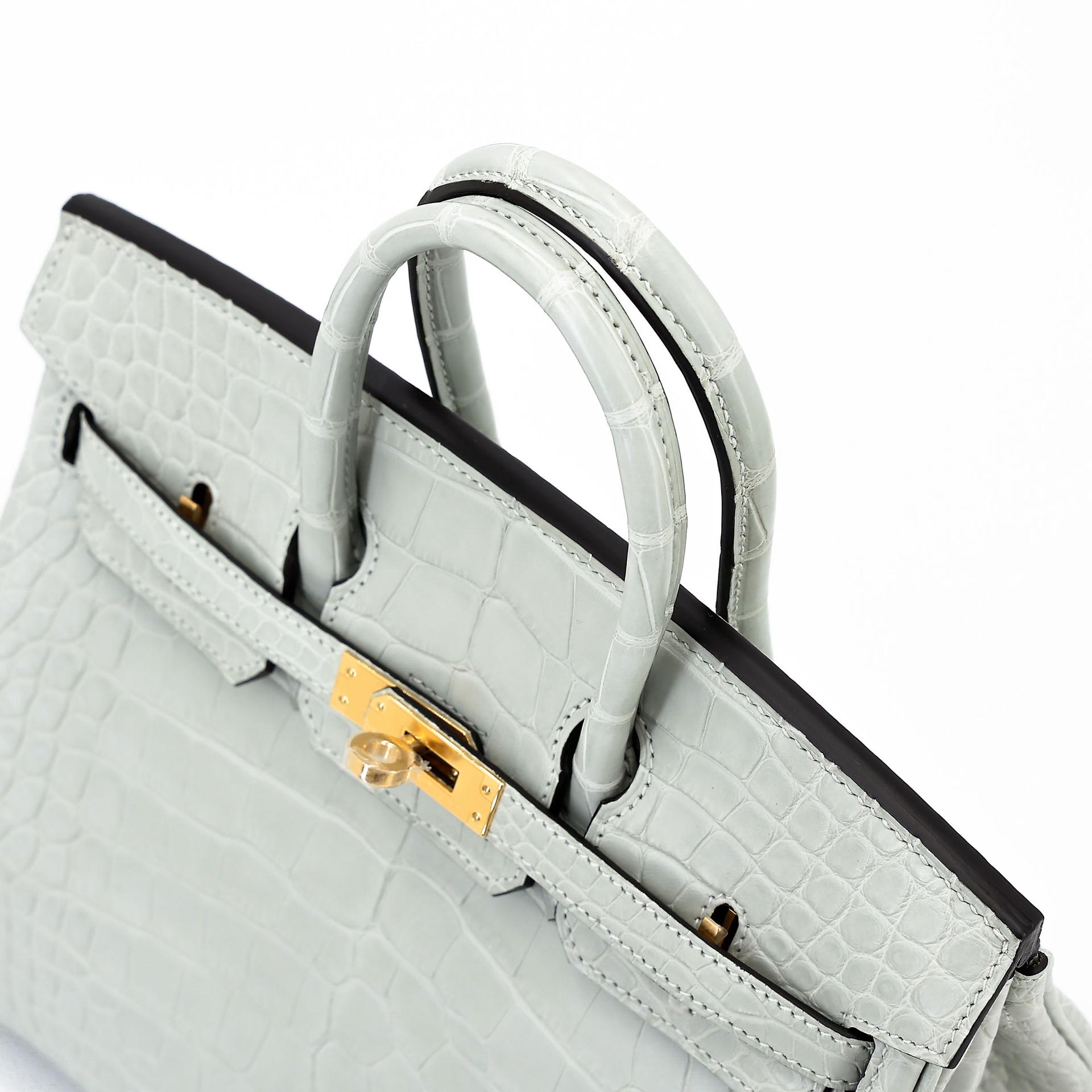 Brand New ( Rank N ) HERMÈS Birkin 25 Gris Neve (0W) Matte Alligator Gold hardware K (2025) - 4