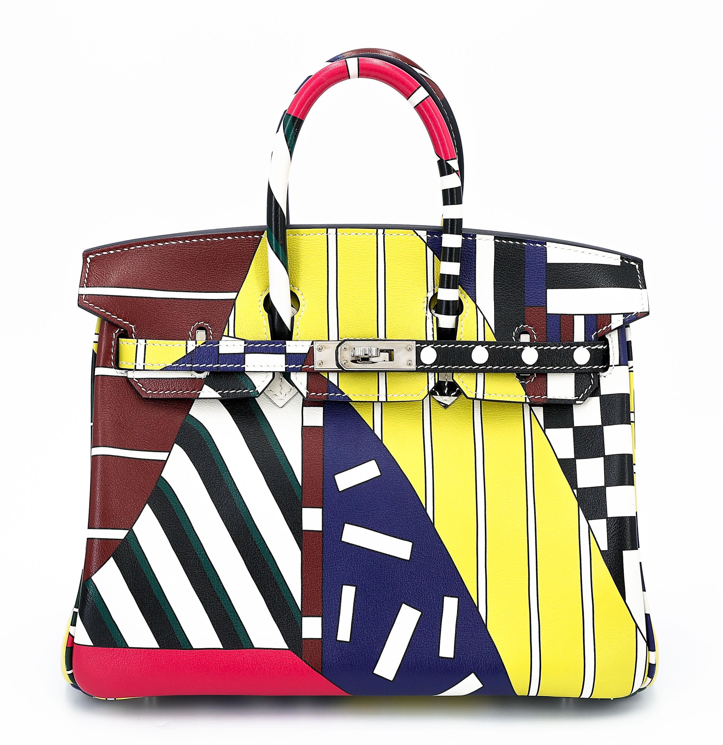 Very Good ( Rank A) HERMÈS Limited Edition Birkin 25 One Two Three and Away We Go Multi-color Swift Palladium hardware D (2019) - 1