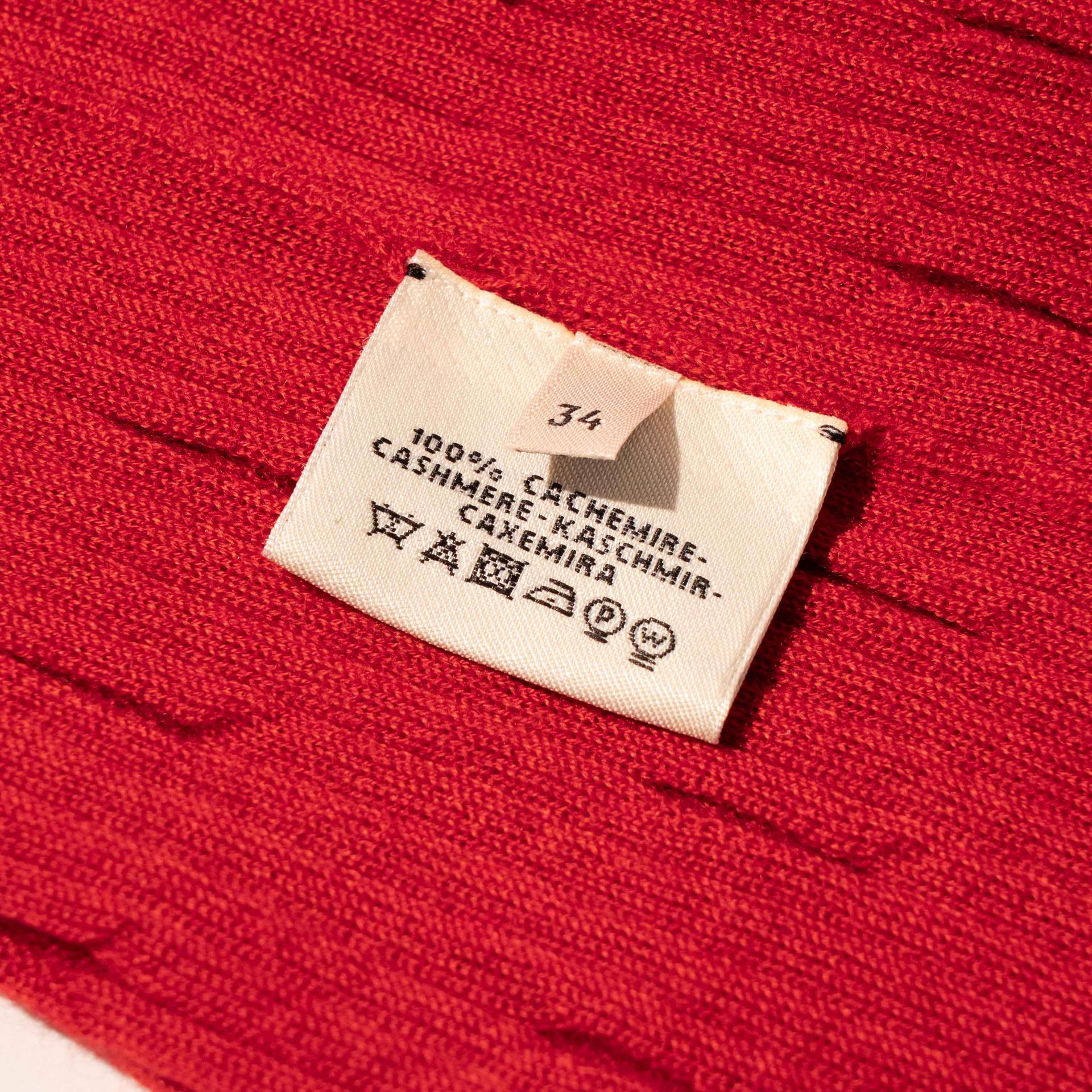 Unused ( Rank NS ) HERMÈS Women's Knit Short-Sleeve Top Red Cashmere - 5