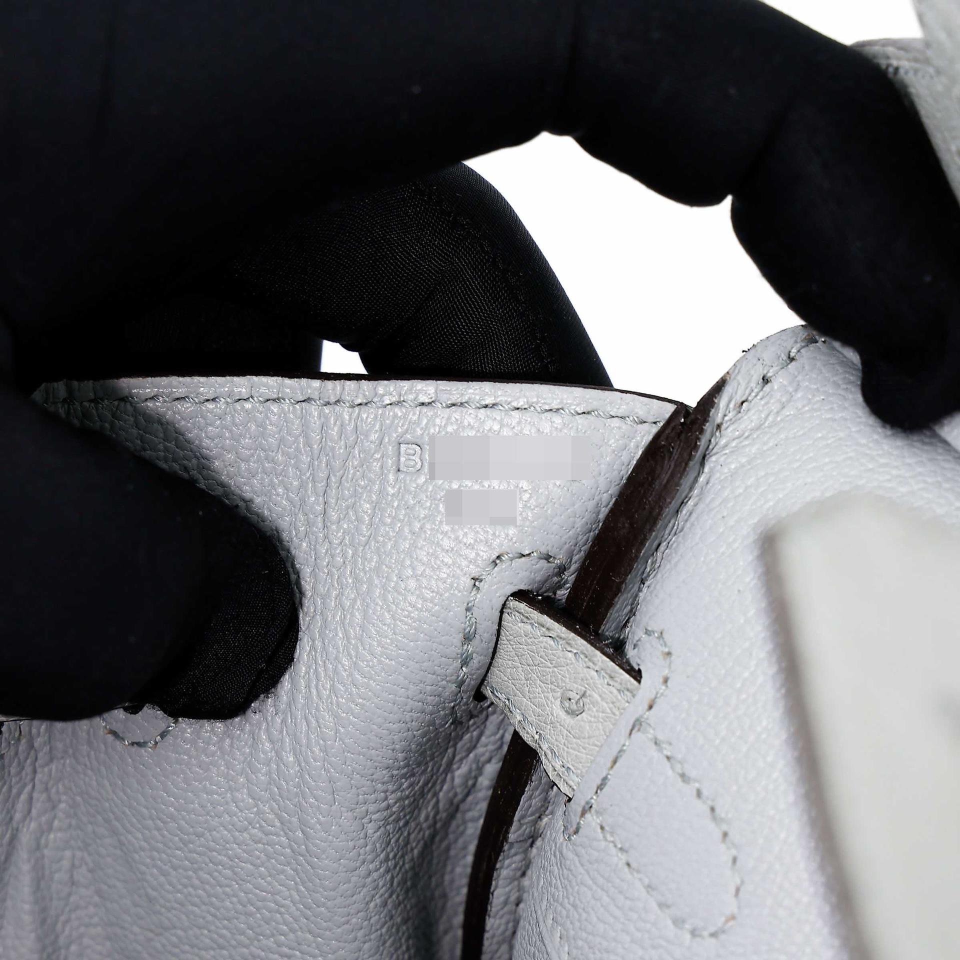 Excellent ( Rank SA ) HERMÈS Birkin 25 Bleu Glacier (8U) Ostrich Palladium hardware B (2023) - 20