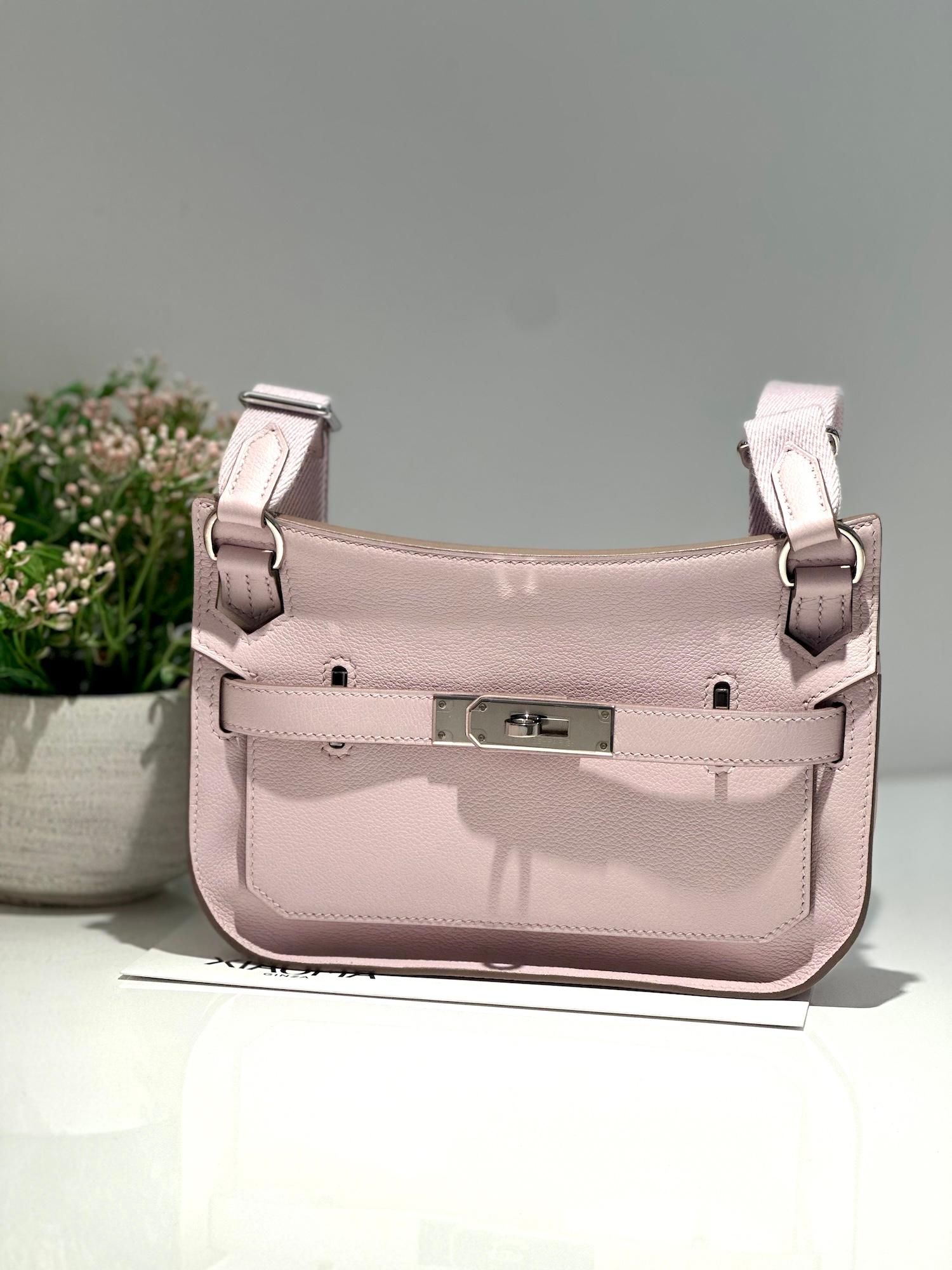 Excellent ( Rank SA ) HERMÈS Jypsiere Mini Mauve Pale (09) Evercolor Palladium hardware B (2023) - 4