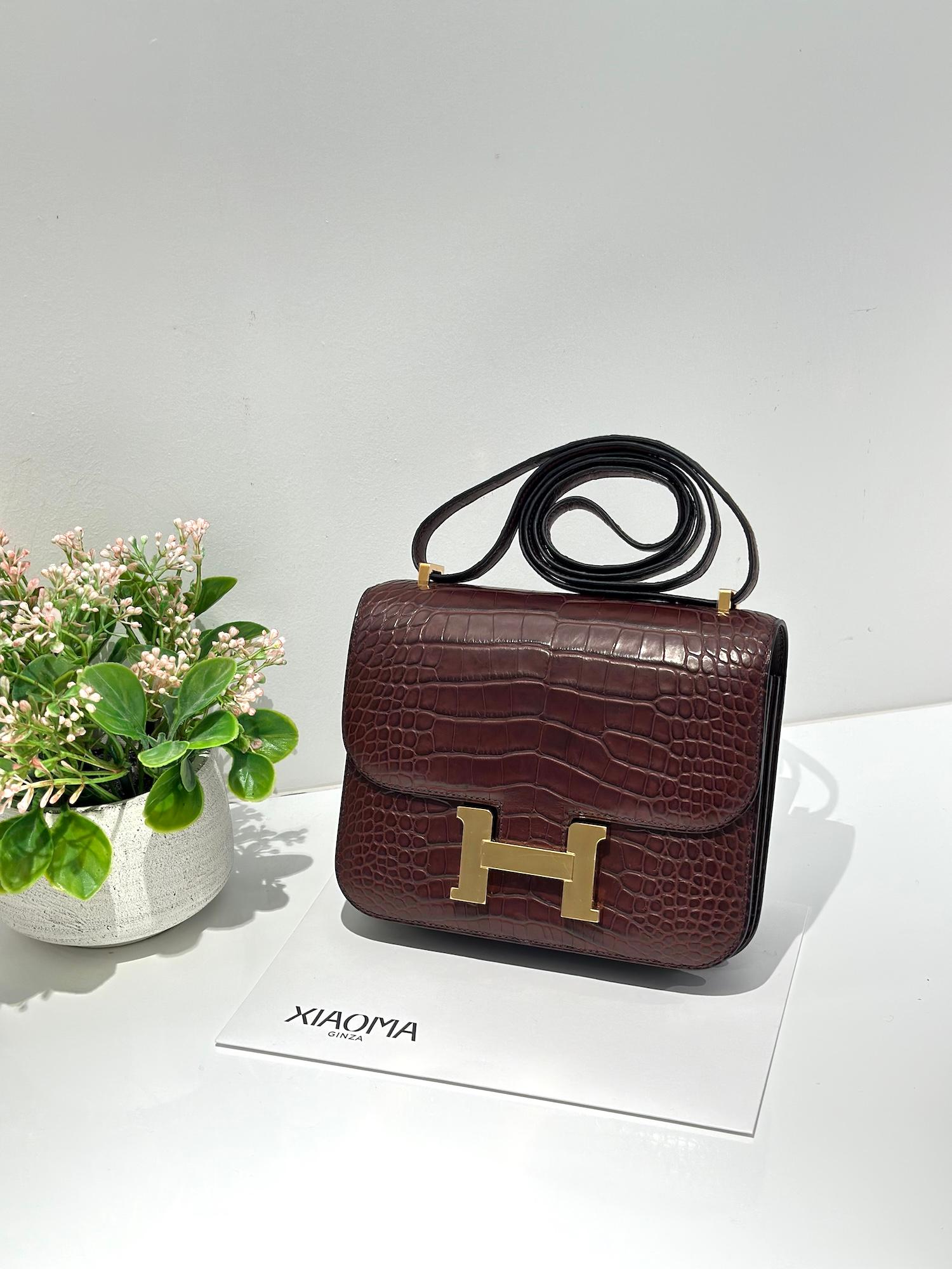 ランク NS 未使用品 HERMÈS エルメス コンスタンス3 ミニ ルージュセリエ (0G) クロコダイル アリゲーター マット ゴールド金具 Z刻印 (2021) - 4