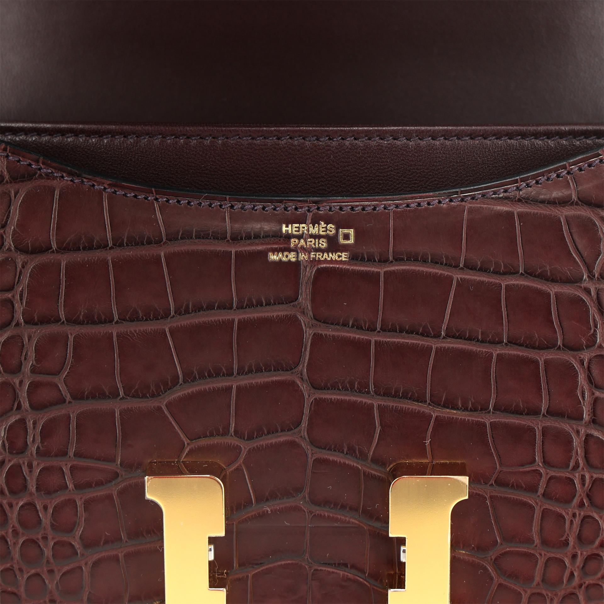 ランク NS 未使用品 HERMÈS エルメス コンスタンス3 ミニ ルージュセリエ (0G) クロコダイル アリゲーター マット ゴールド金具 Z刻印 (2021) - 13
