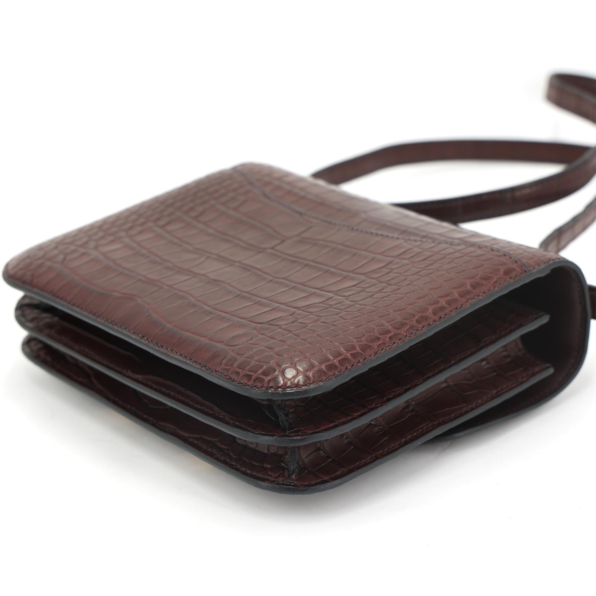 ランク NS 未使用品 HERMÈS エルメス コンスタンス3 ミニ ルージュセリエ (0G) クロコダイル アリゲーター マット ゴールド金具 Z刻印 (2021) - 9