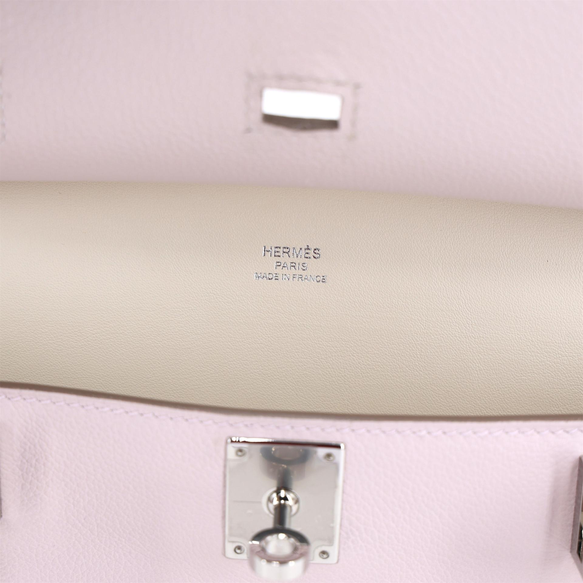 Excellent ( Rank SA ) HERMÈS Jypsiere Mini Mauve Pale (09) Evercolor Palladium hardware B (2023) - 9