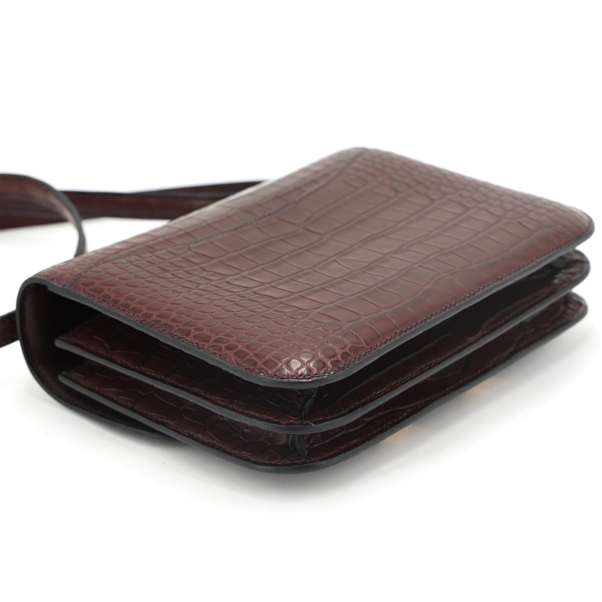 ランク NS 未使用品 HERMÈS エルメス コンスタンス3 ミニ ルージュセリエ (0G) クロコダイル アリゲーター マット ゴールド金具 Z刻印 (2021) - 8