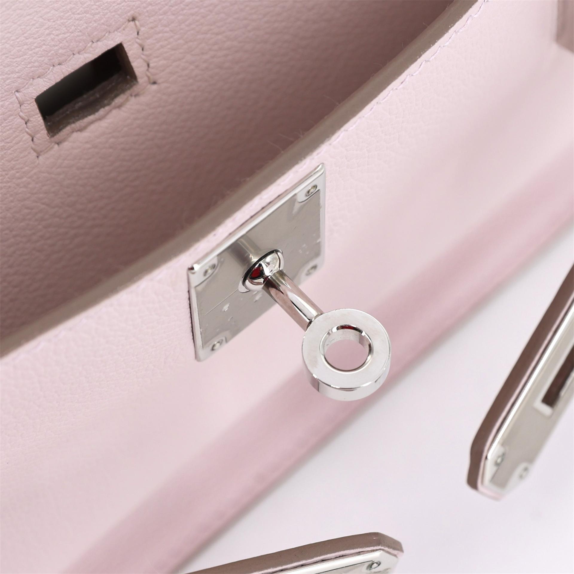 Excellent ( Rank SA ) HERMÈS Jypsiere Mini Mauve Pale (09) Evercolor Palladium hardware B (2023) - 10