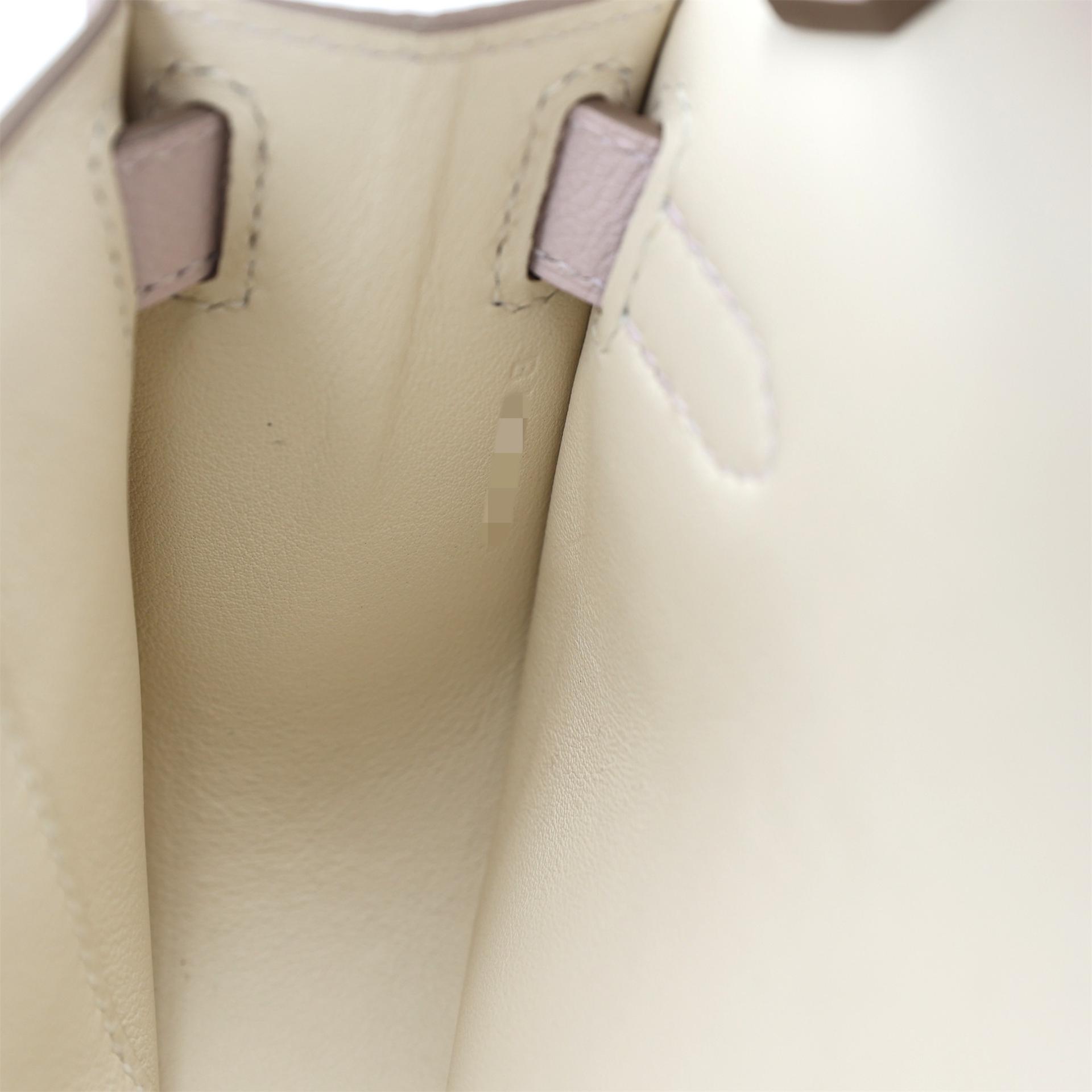 Excellent ( Rank SA ) HERMÈS Jypsiere Mini Mauve Pale (09) Evercolor Palladium hardware B (2023) - 14