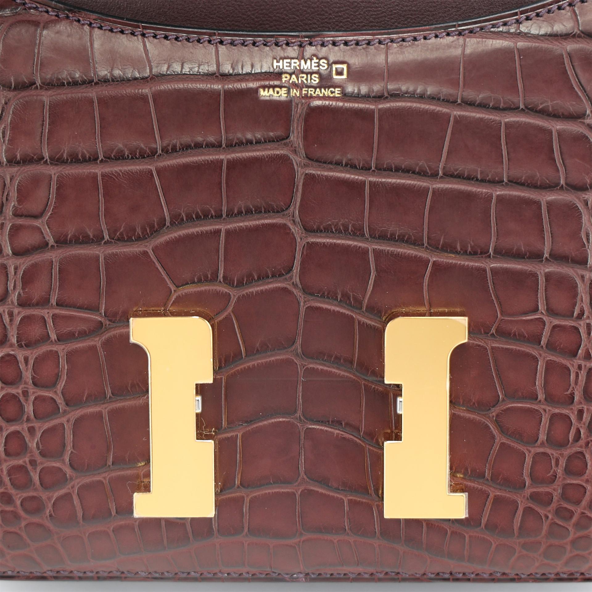 ランク NS 未使用品 HERMÈS エルメス コンスタンス3 ミニ ルージュセリエ (0G) クロコダイル アリゲーター マット ゴールド金具 Z刻印 (2021) - 14