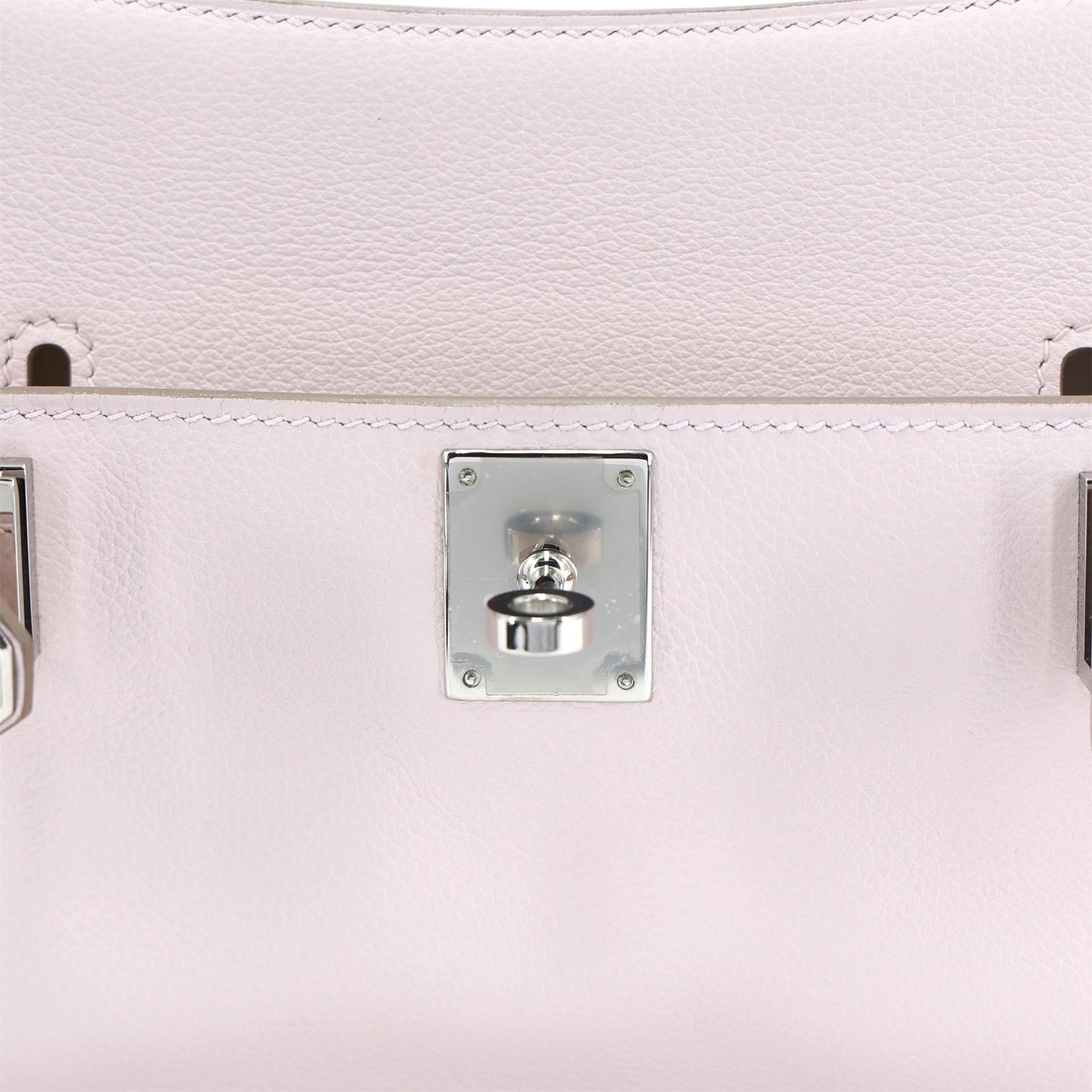 Excellent ( Rank SA ) HERMÈS Jypsiere Mini Mauve Pale (09) Evercolor Palladium hardware B (2023) - 8