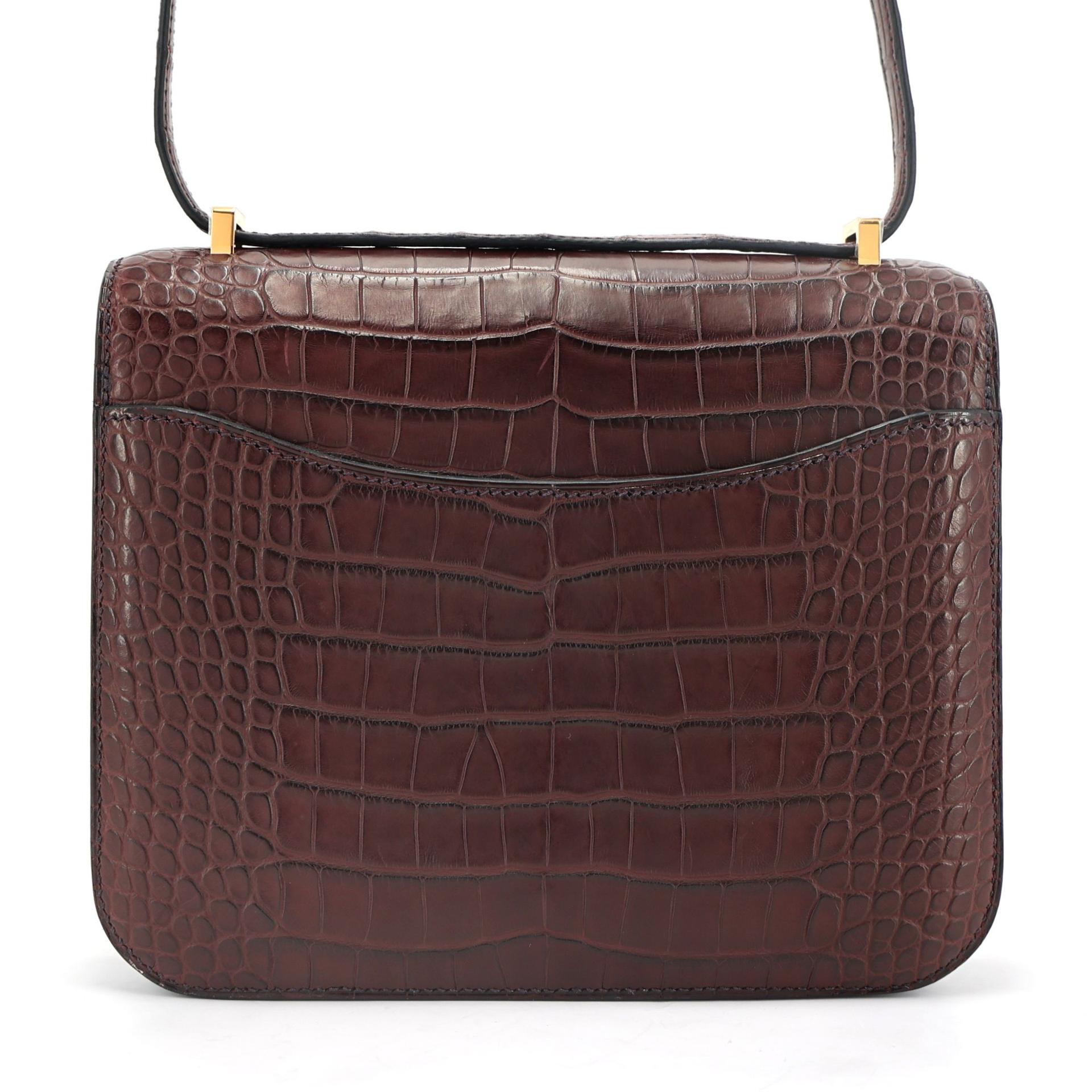 ランク NS 未使用品 HERMÈS エルメス コンスタンス3 ミニ ルージュセリエ (0G) クロコダイル アリゲーター マット ゴールド金具 Z刻印 (2021) - 2