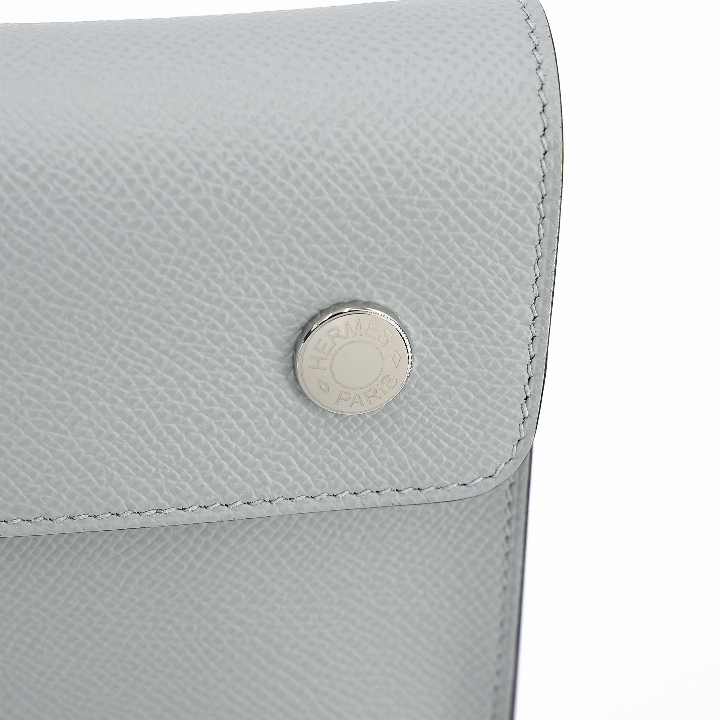 ランク SA HERMÈS エルメス エルメスナップ ウォレット ブルーグラシエ (8U) エプソン シルバー金具 K刻印 (2025) - 12