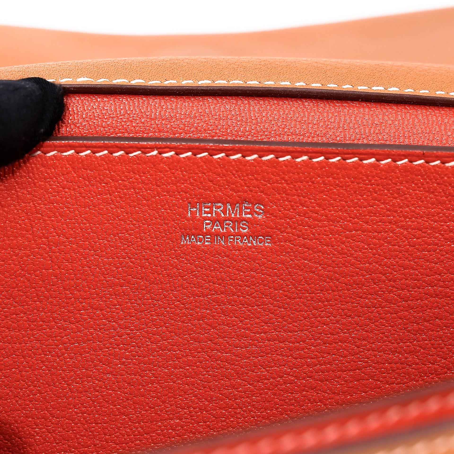 Excellent ( Rank SA ) HERMÈS Opli 24 Chain bag Toffee (1H) Capucine (9T) Taurillion Novillo Palladium hardware D (2019) - 13
