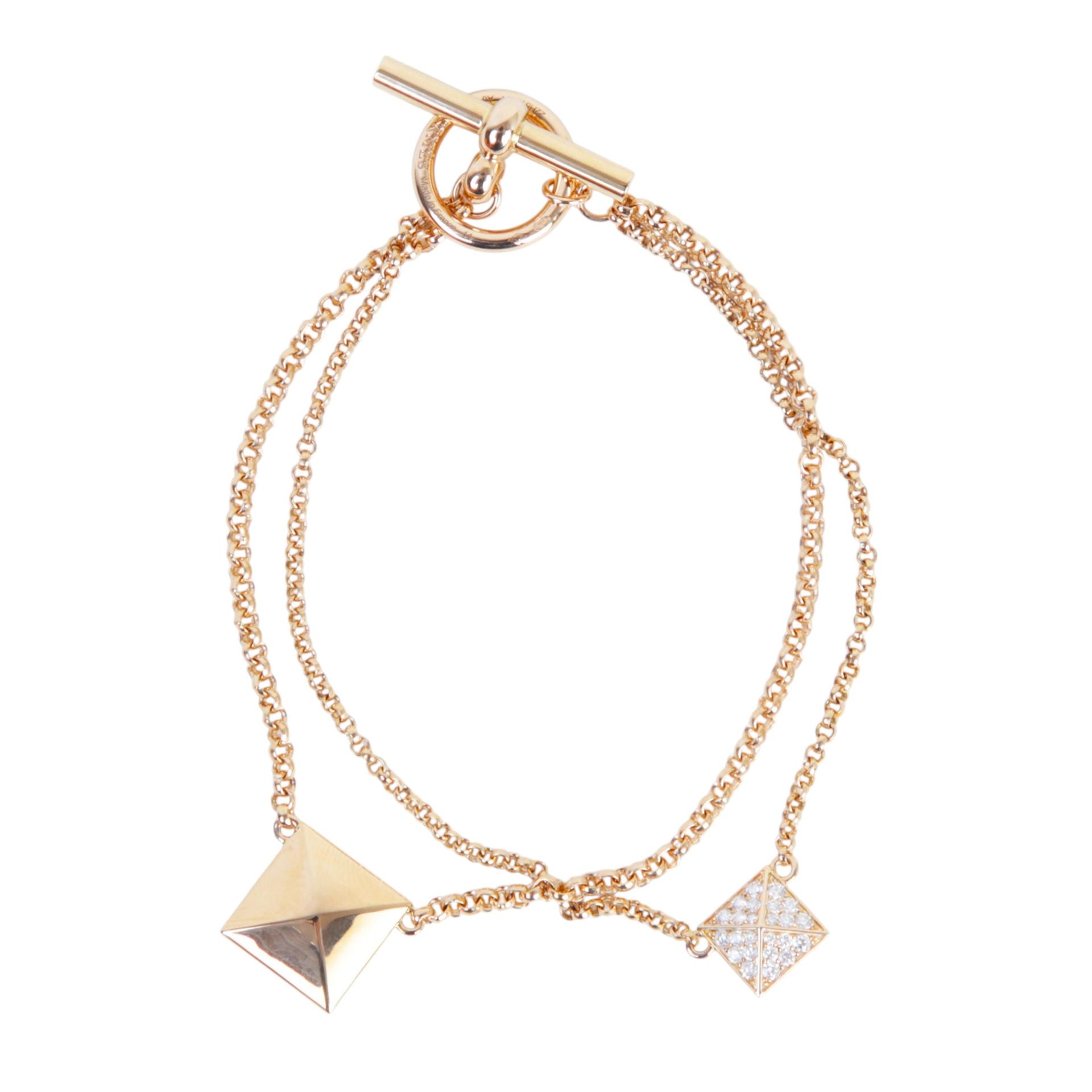 Excellent ( Rank SA ) HERMÈS Clou d'H bracelet Rose Gold Diamond - 1