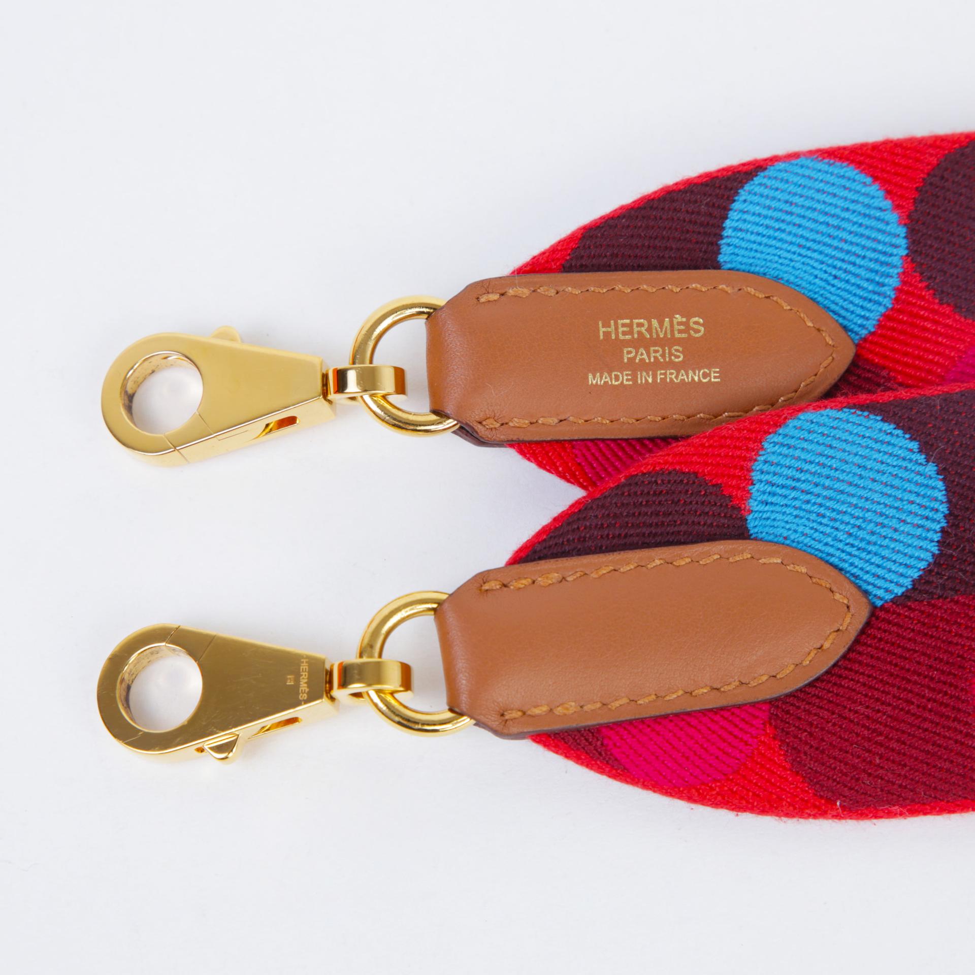 A美品 HERMÈS 愛馬仕 Bandouliere 50mm Sangle Flipperball S3 桃心紅 Rouge De Coeur 帆布 金扣 Y刻 2020年 - 3