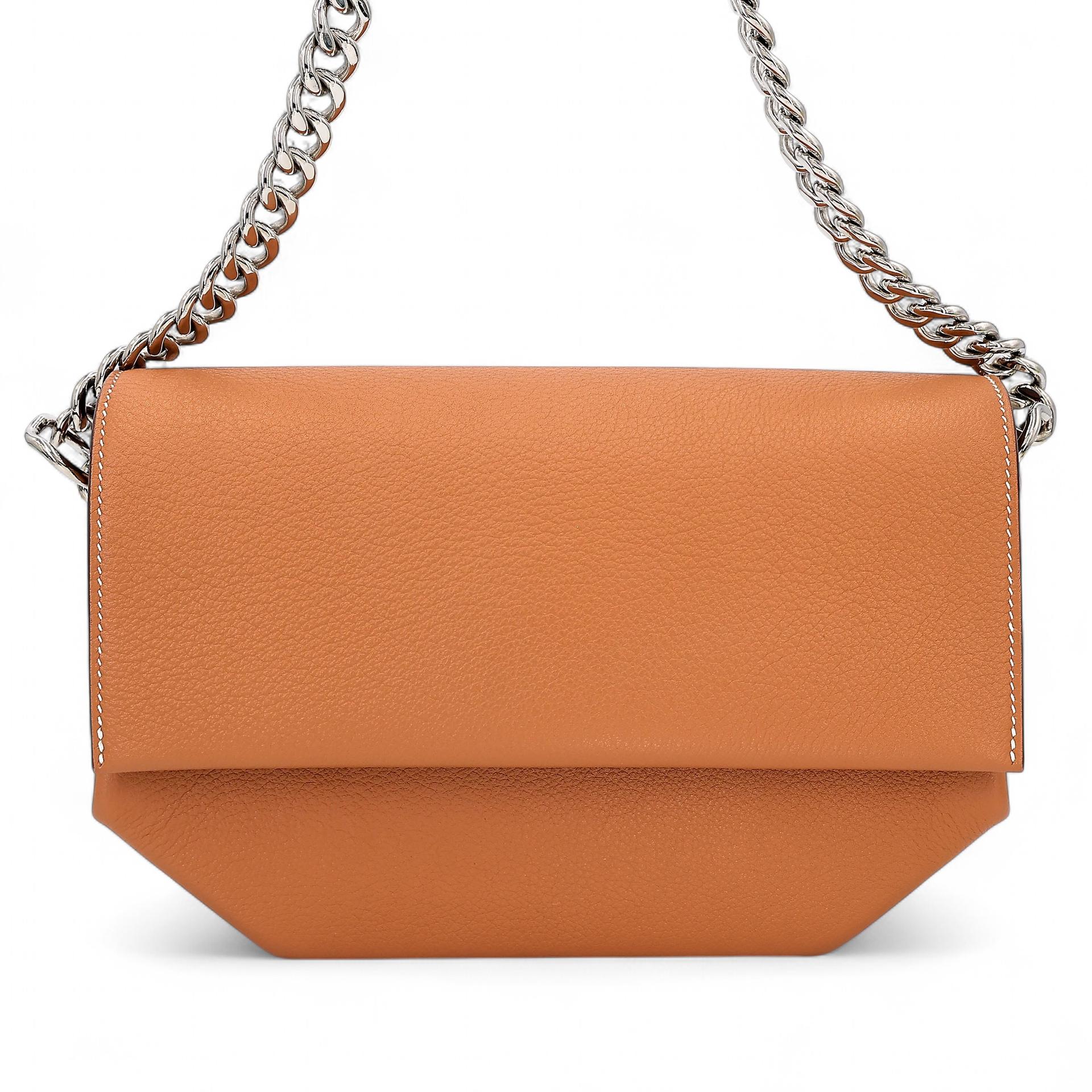 Excellent ( Rank SA ) HERMÈS Opli 24 Chain bag Toffee (1H) Capucine (9T) Taurillion Novillo Palladium hardware D (2019) - 1