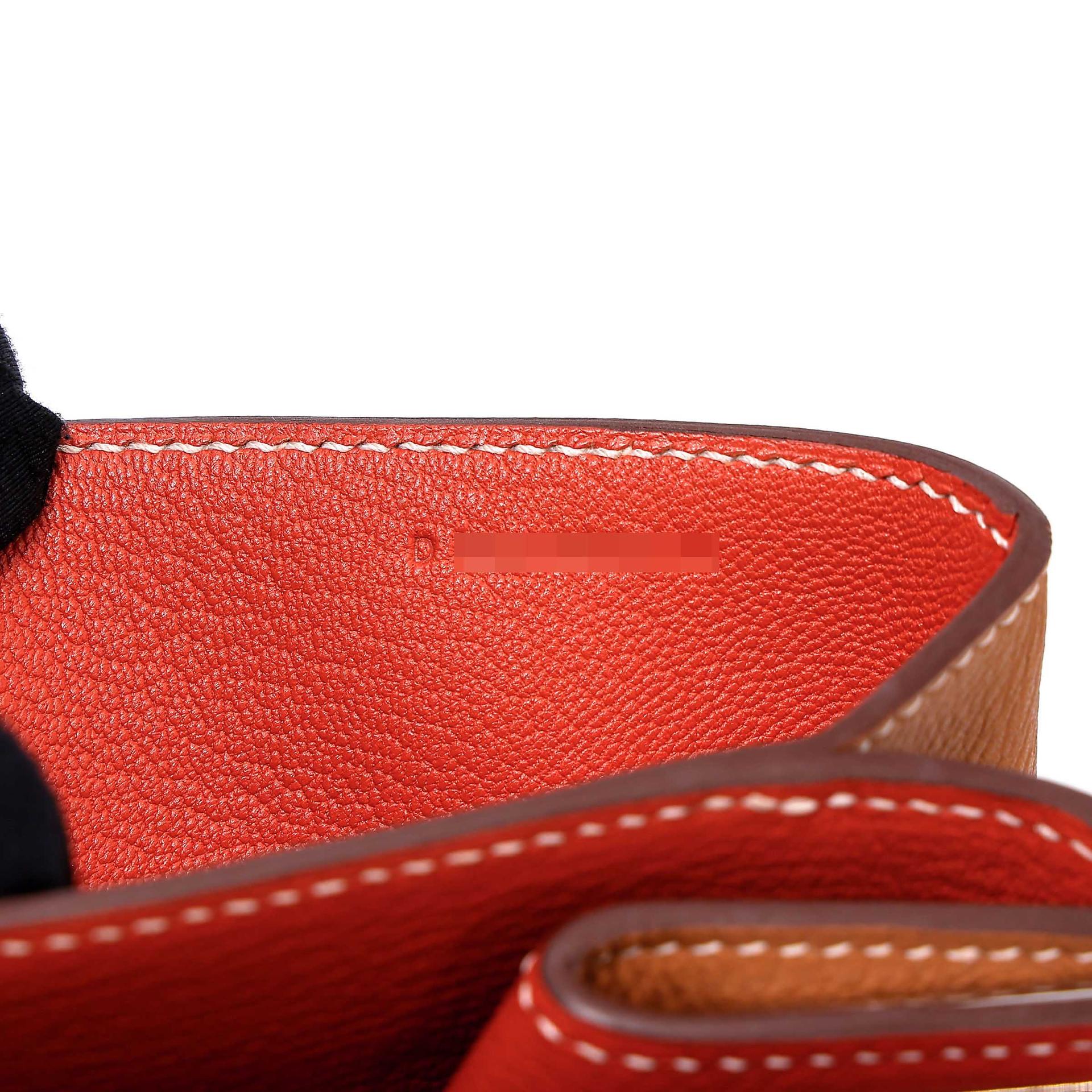 Excellent ( Rank SA ) HERMÈS Opli 24 Chain bag Toffee (1H) Capucine (9T) Taurillion Novillo Palladium hardware D (2019) - 14
