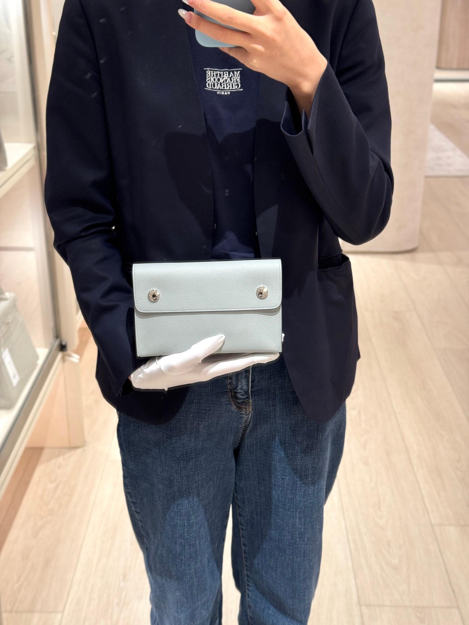 ランク SA HERMÈS エルメス エルメスナップ ウォレット ブルーグラシエ (8U) エプソン シルバー金具 K刻印 (2025) - 3