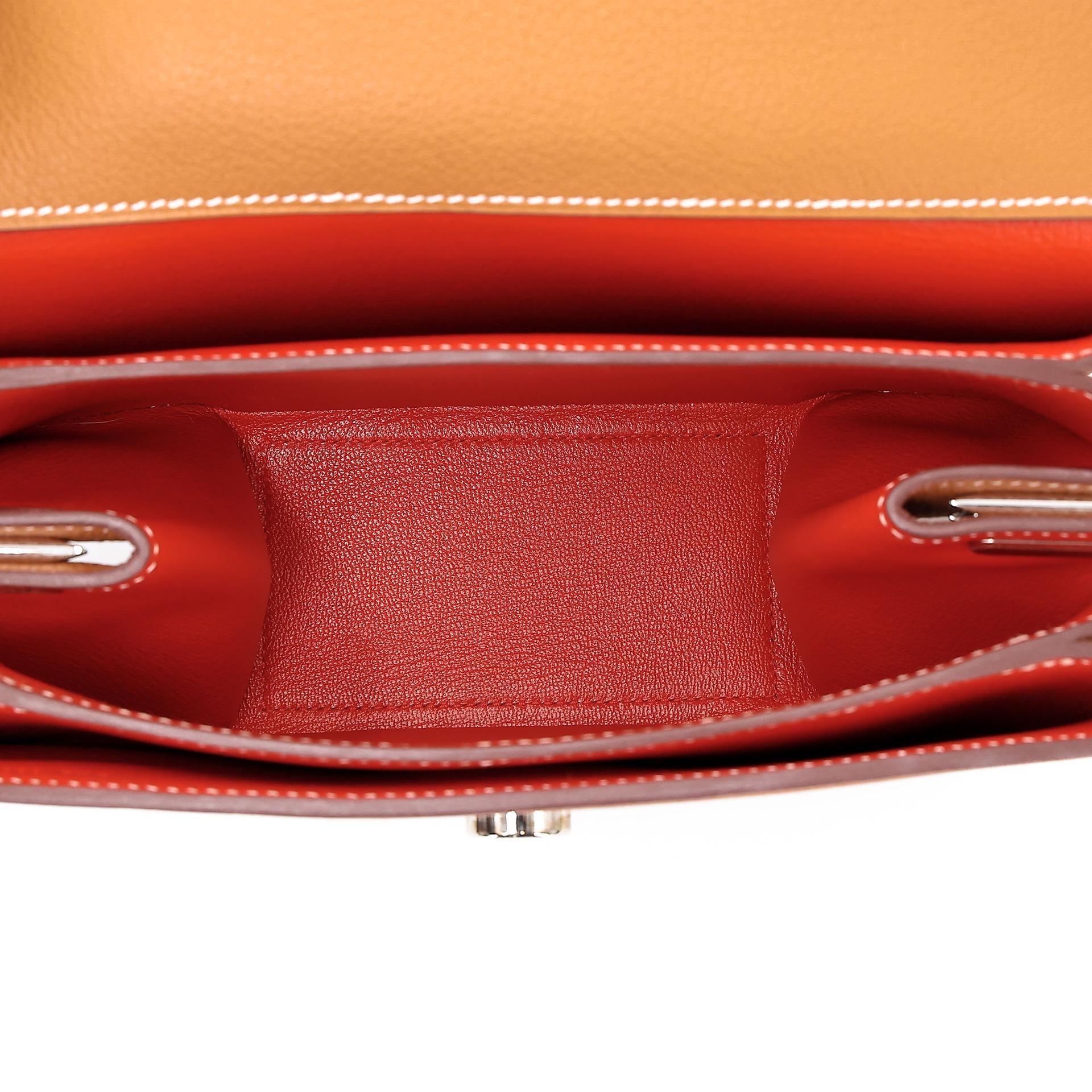 Excellent ( Rank SA ) HERMÈS Opli 24 Chain bag Toffee (1H) Capucine (9T) Taurillion Novillo Palladium hardware D (2019) - 19