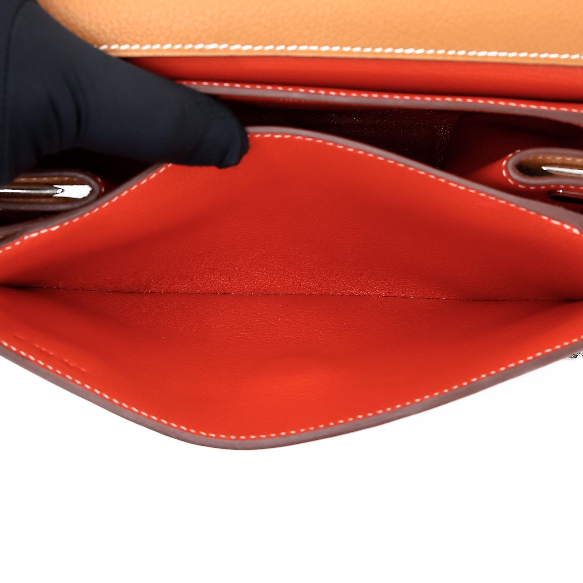 Excellent ( Rank SA ) HERMÈS Opli 24 Chain bag Toffee (1H) Capucine (9T) Taurillion Novillo Palladium hardware D (2019) - 20