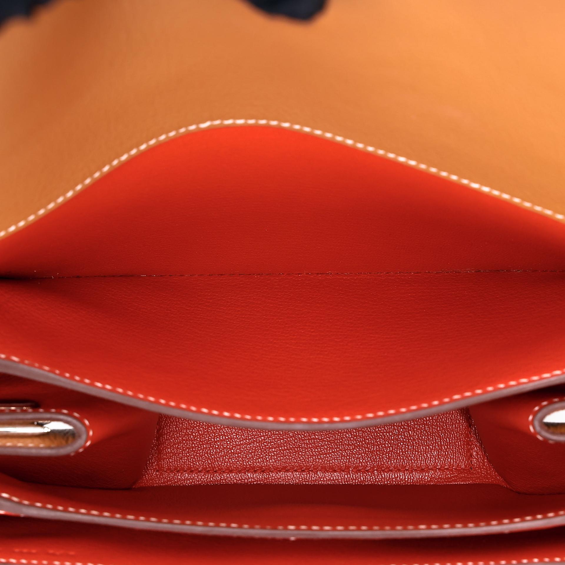 Excellent ( Rank SA ) HERMÈS Opli 24 Chain bag Toffee (1H) Capucine (9T) Taurillion Novillo Palladium hardware D (2019) - 18