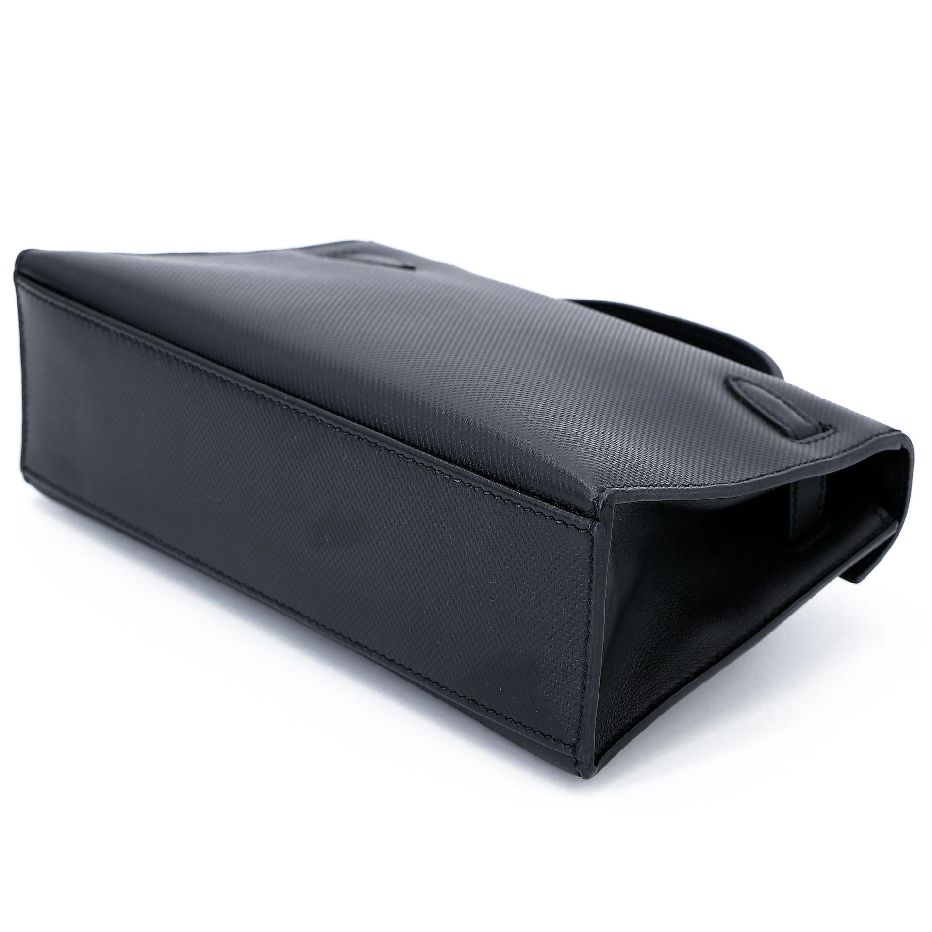 Very Good ( Rank A) HERMÈS Kelly Pochette Noir (89) Grain d`H Swift Permabrass hardware Square Q (2013) - 9
