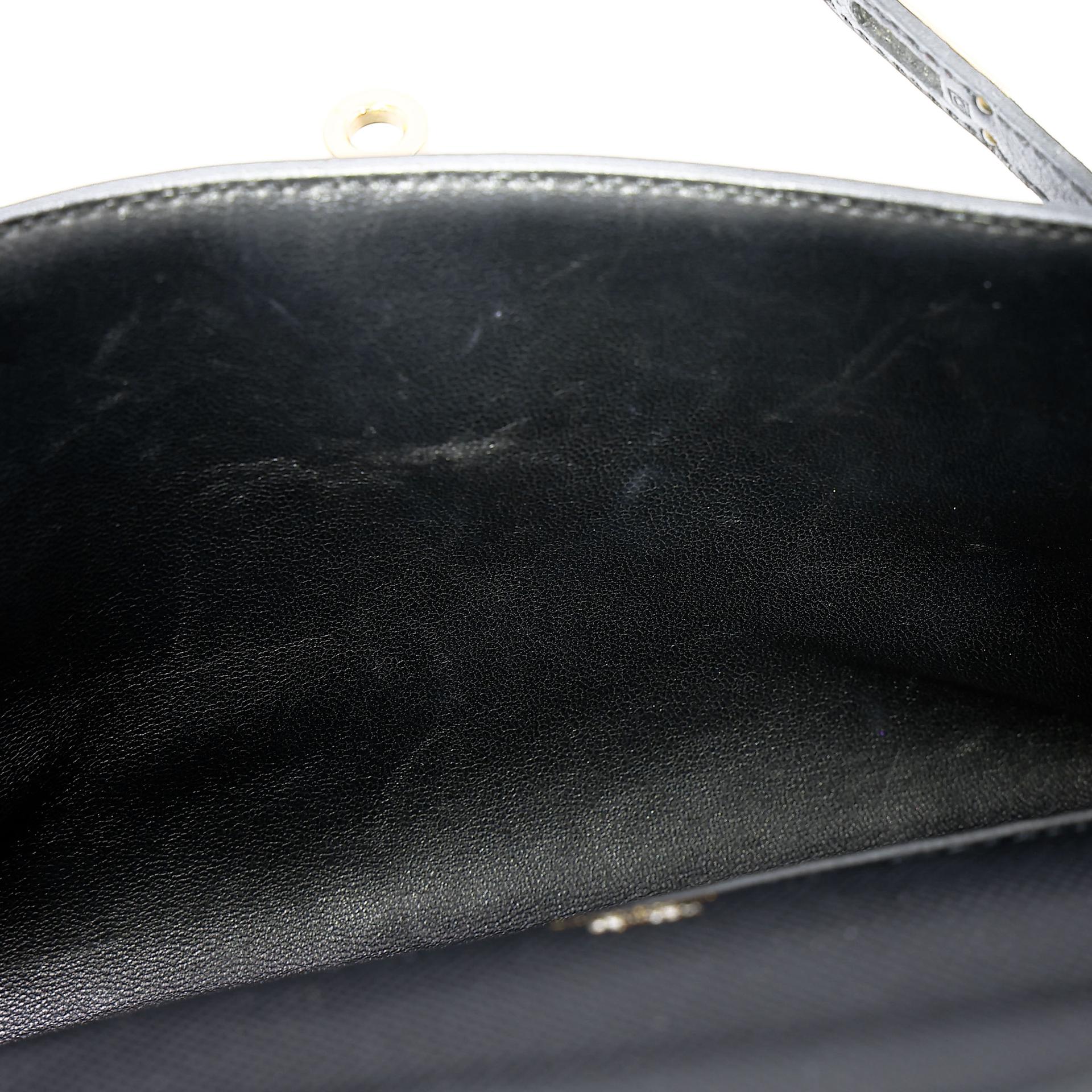 Very Good ( Rank A) HERMÈS Kelly Pochette Noir (89) Grain d`H Swift Permabrass hardware Square Q (2013) - 32