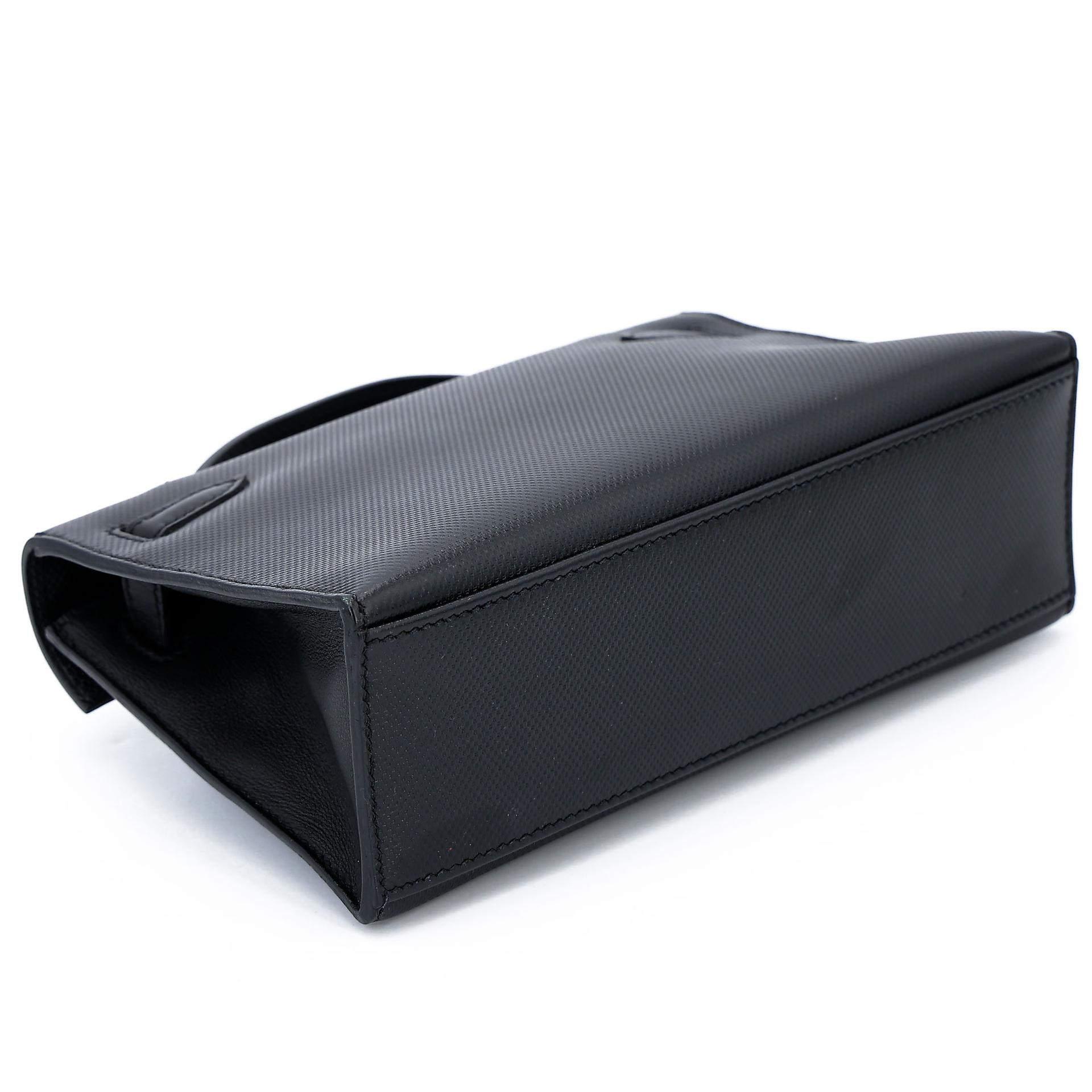 Very Good ( Rank A) HERMÈS Kelly Pochette Noir (89) Grain d`H Swift Permabrass hardware Square Q (2013) - 10