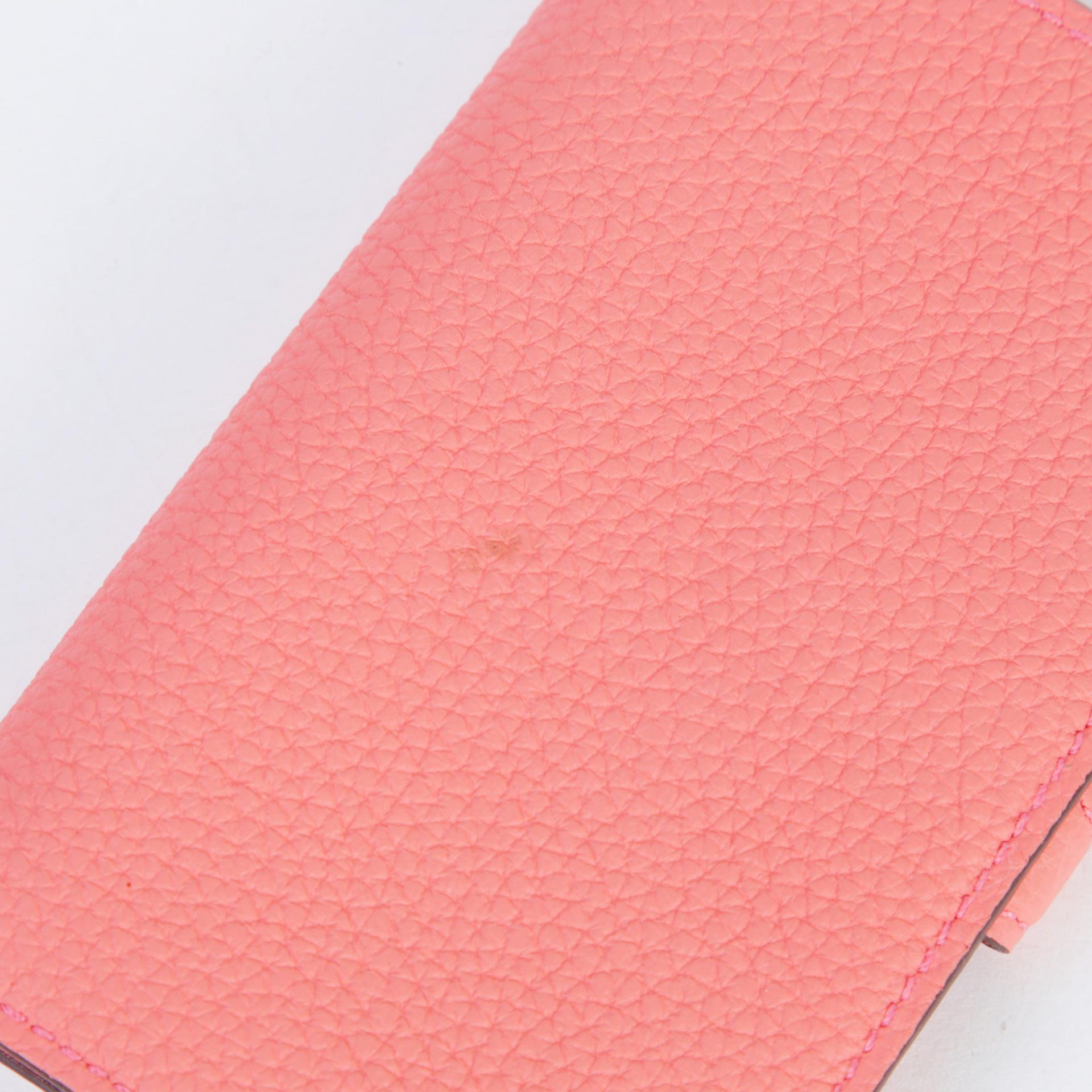 Very Good ( Rank A) HERMÈS Dogon Chain Coin Case Rose Candy (8T) Clemence Palladium hardware B (2023) - 3