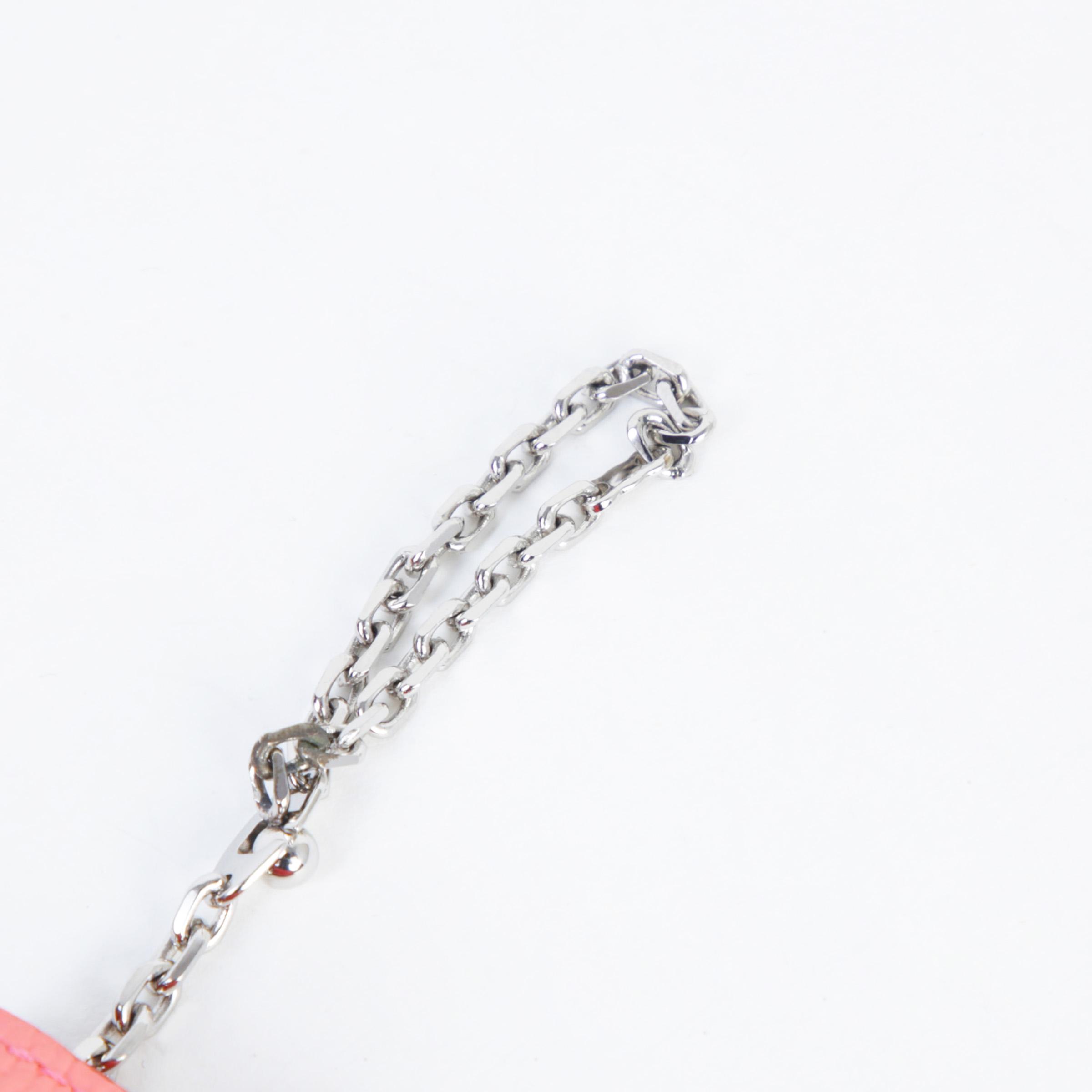 Very Good ( Rank A) HERMÈS Dogon Chain Coin Case Rose Candy (8T) Clemence Palladium hardware B (2023) - 4
