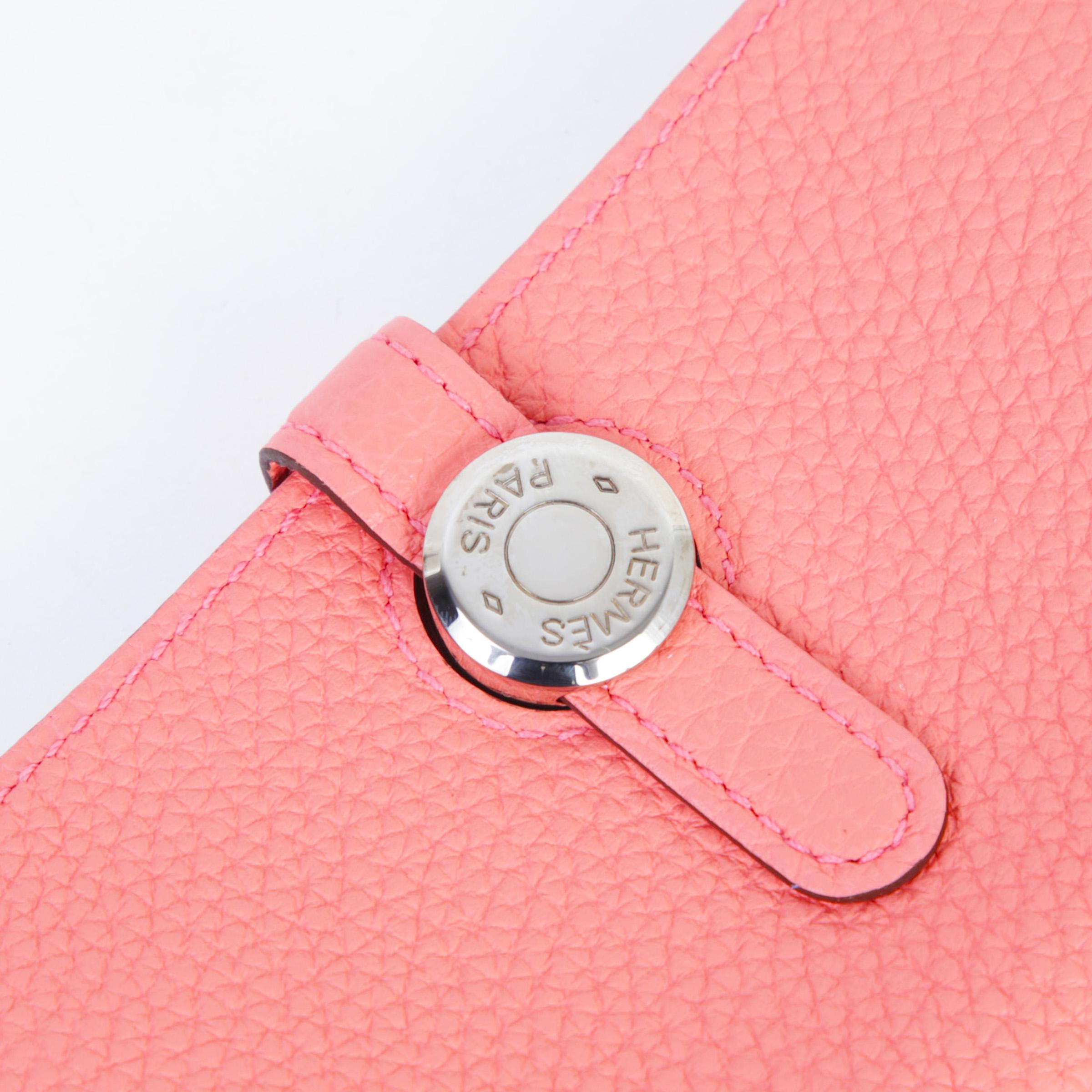 Very Good ( Rank A) HERMÈS Dogon Chain Coin Case Rose Candy (8T) Clemence Palladium hardware B (2023) - 5
