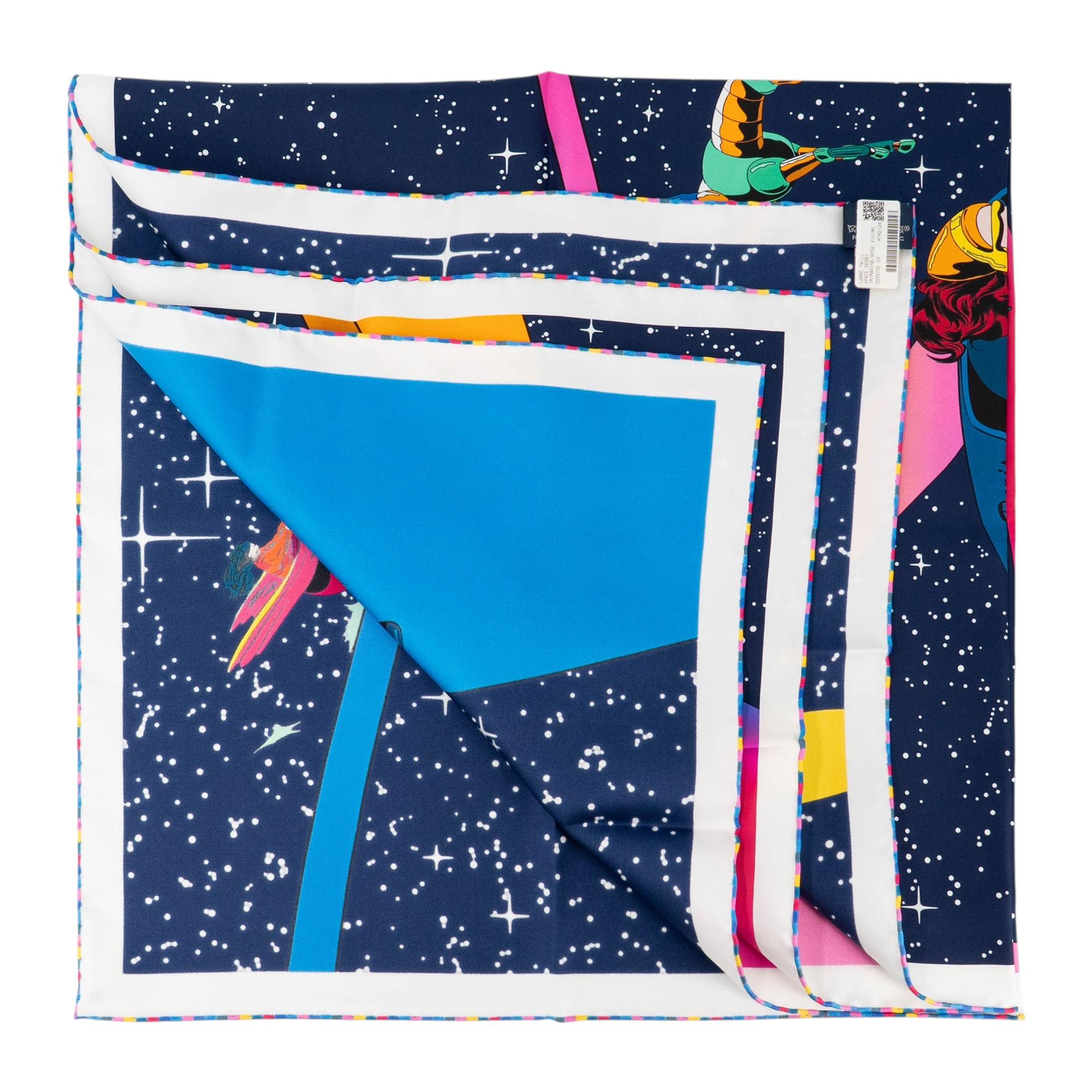 Brand New ( Rank N ) HERMÈS Carre 90 scarf Space Derby Blue Silk - 1
