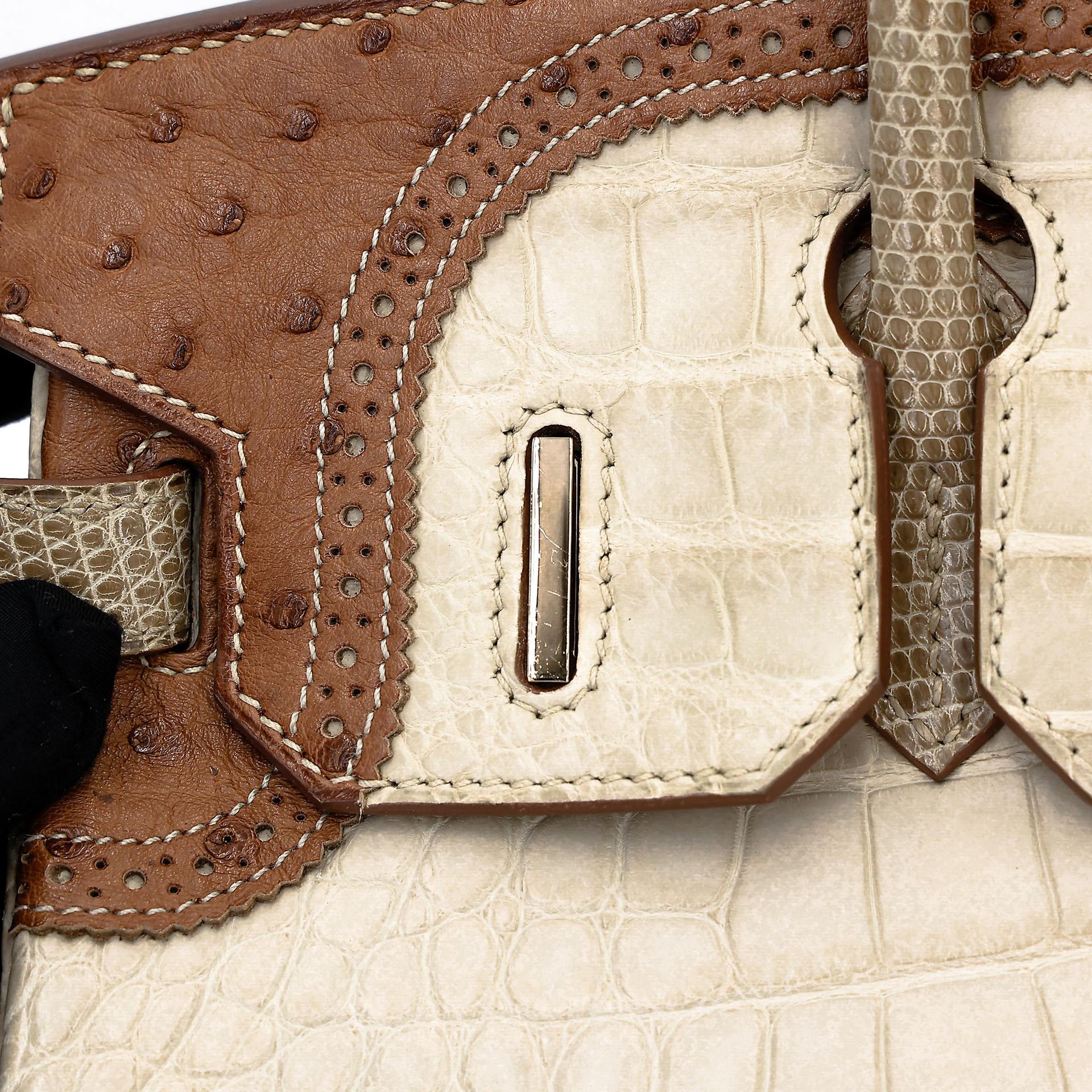 ランク A HERMÈS エルメス バーキンギリーズ 30 ベトン (8L) クロコダイル アリゲーター マット リザード オーストリッチ シャンパンゴールド金具 □R刻印 (2014) - 23