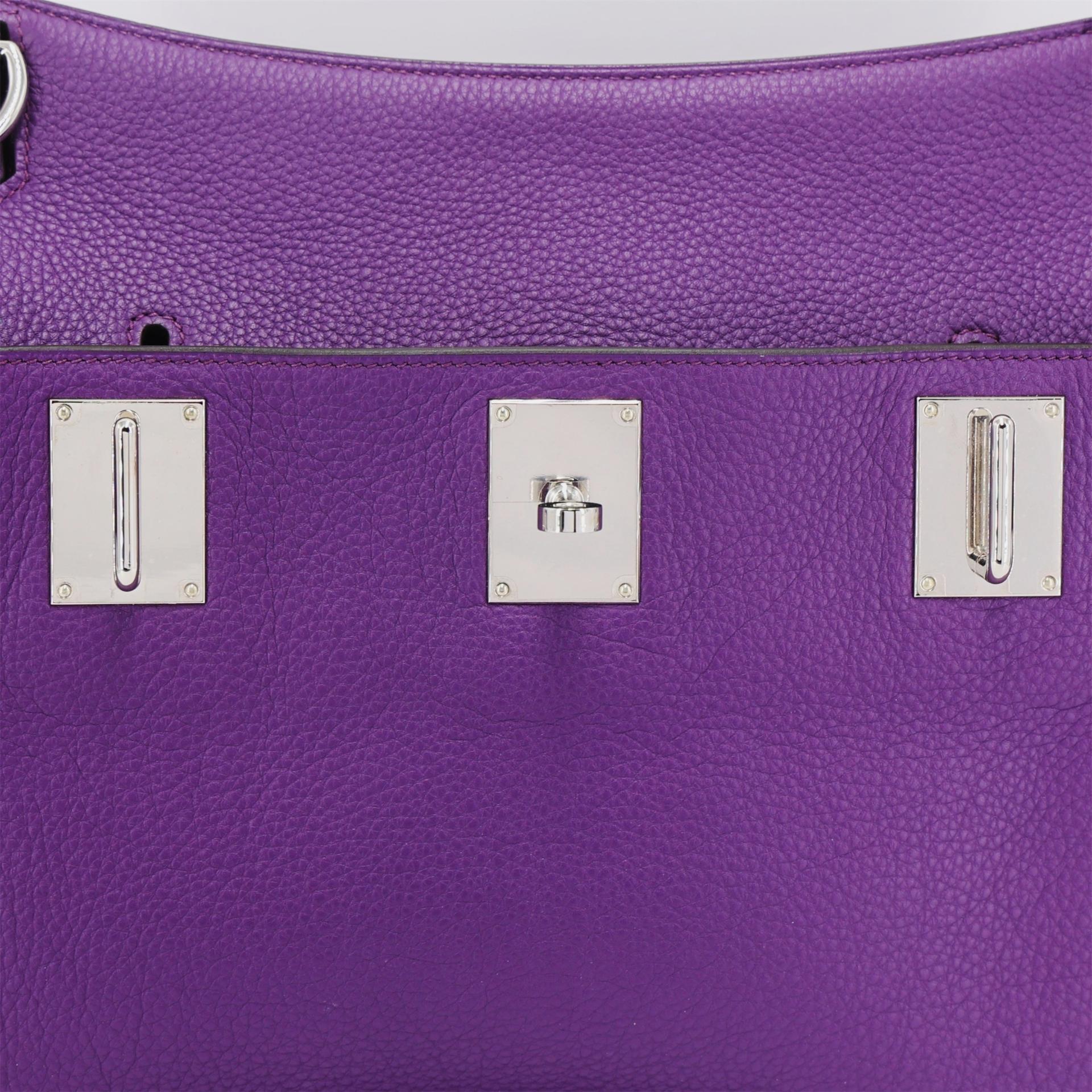 Very Good ( Rank A) HERMÈS Jypsiere 34 Ultraviolet (5L) Clemence Palladium hardware Square Q (2013) - 13
