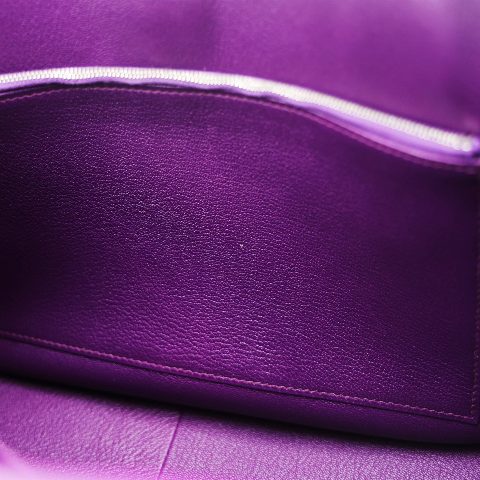 Very Good ( Rank A) HERMÈS Jypsiere 34 Ultraviolet (5L) Clemence Palladium hardware Square Q (2013) - 17