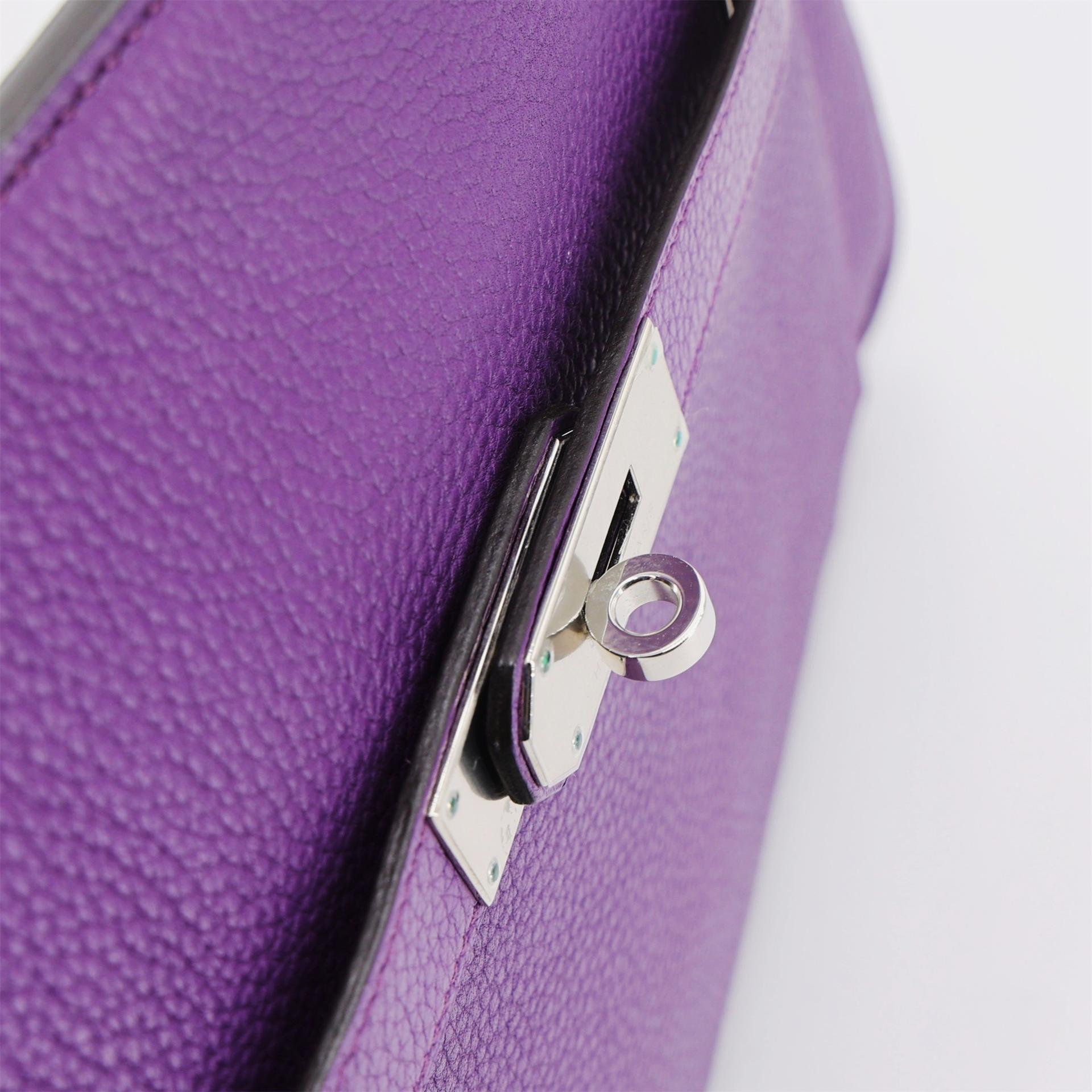 Very Good ( Rank A) HERMÈS Jypsiere 34 Ultraviolet (5L) Clemence Palladium hardware Square Q (2013) - 12