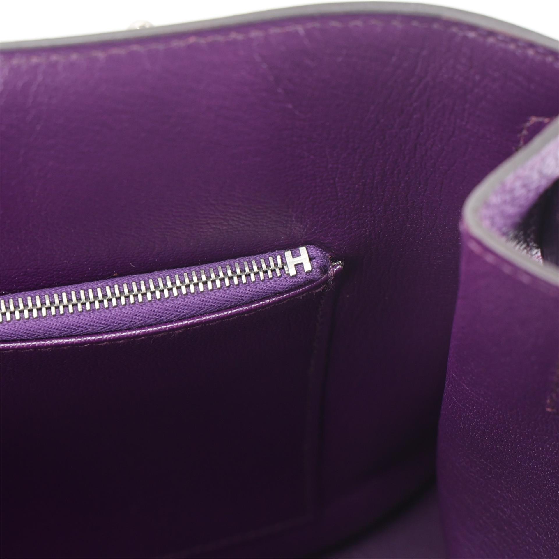 Very Good ( Rank A) HERMÈS Jypsiere 34 Ultraviolet (5L) Clemence Palladium hardware Square Q (2013) - 21