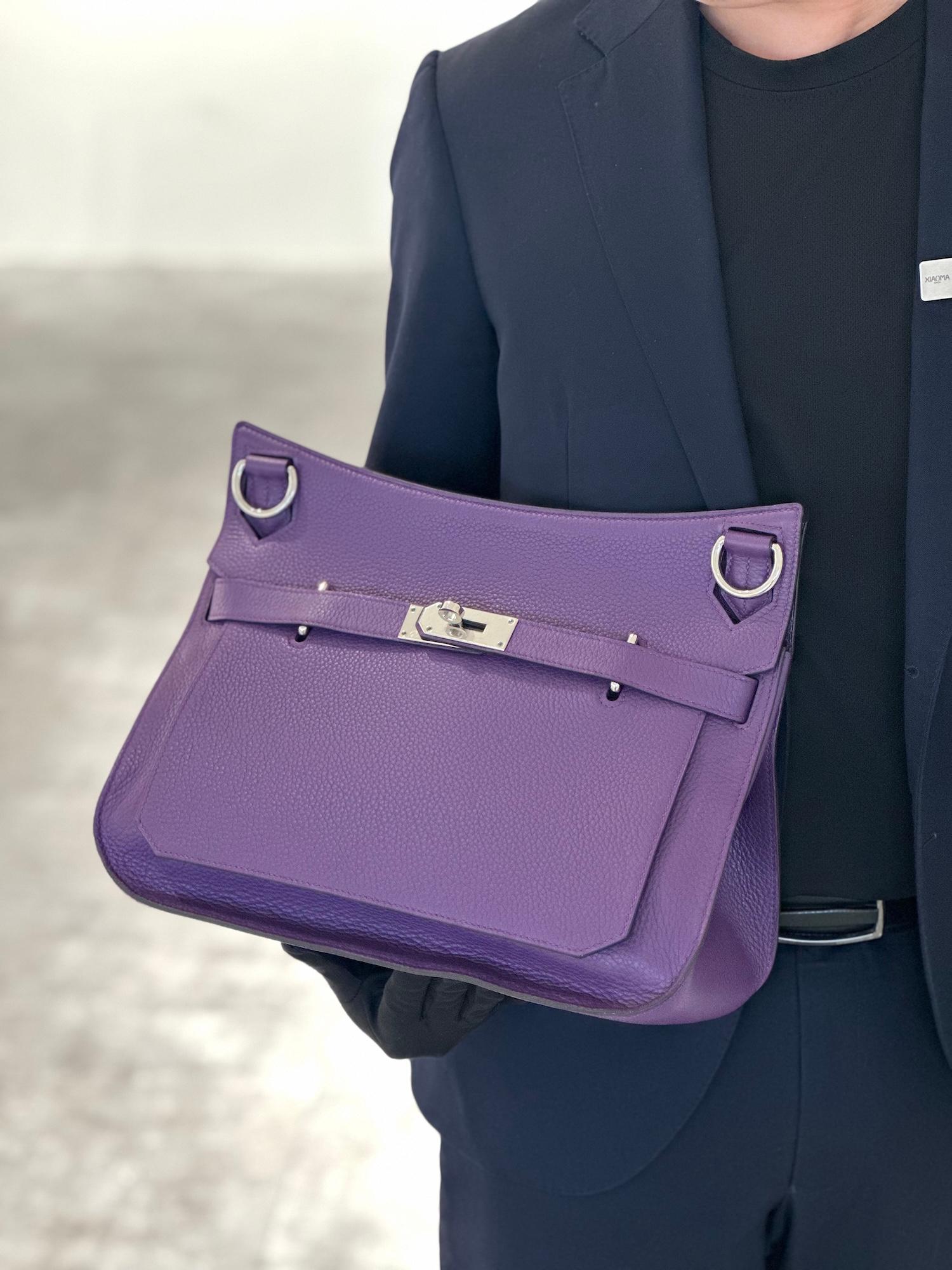 Very Good ( Rank A) HERMÈS Jypsiere 34 Ultraviolet (5L) Clemence Palladium hardware Square Q (2013) - 3