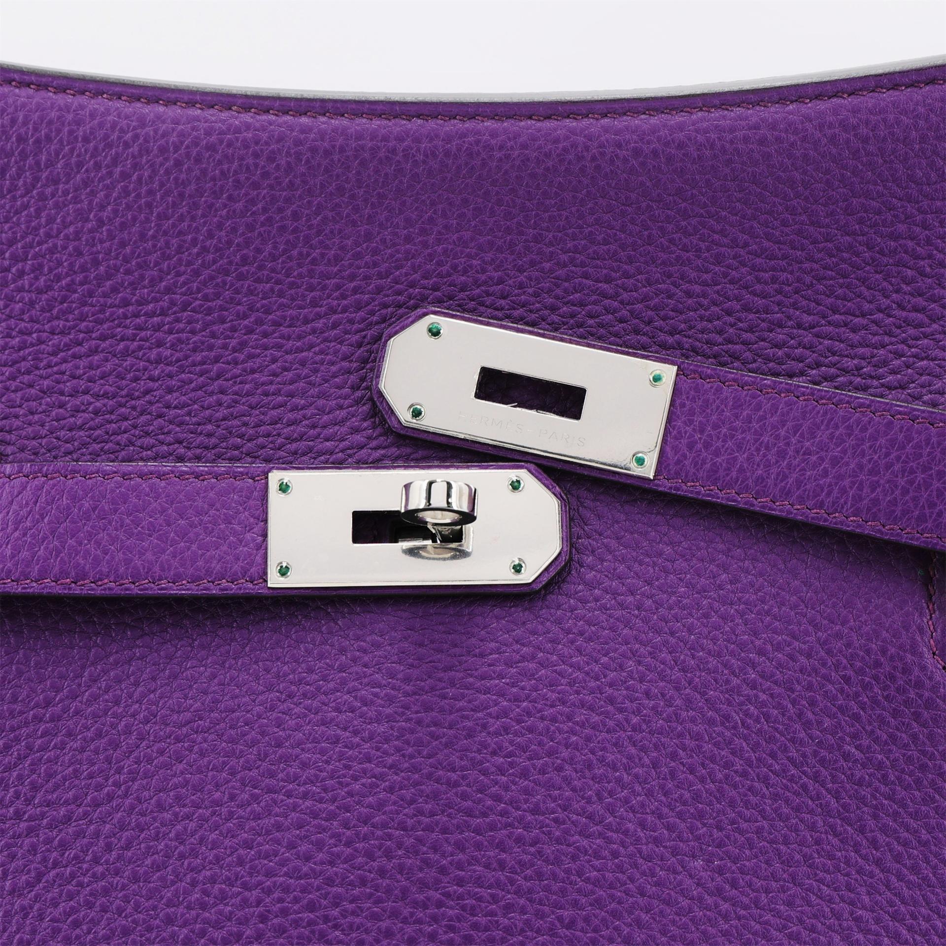 Very Good ( Rank A) HERMÈS Jypsiere 34 Ultraviolet (5L) Clemence Palladium hardware Square Q (2013) - 11