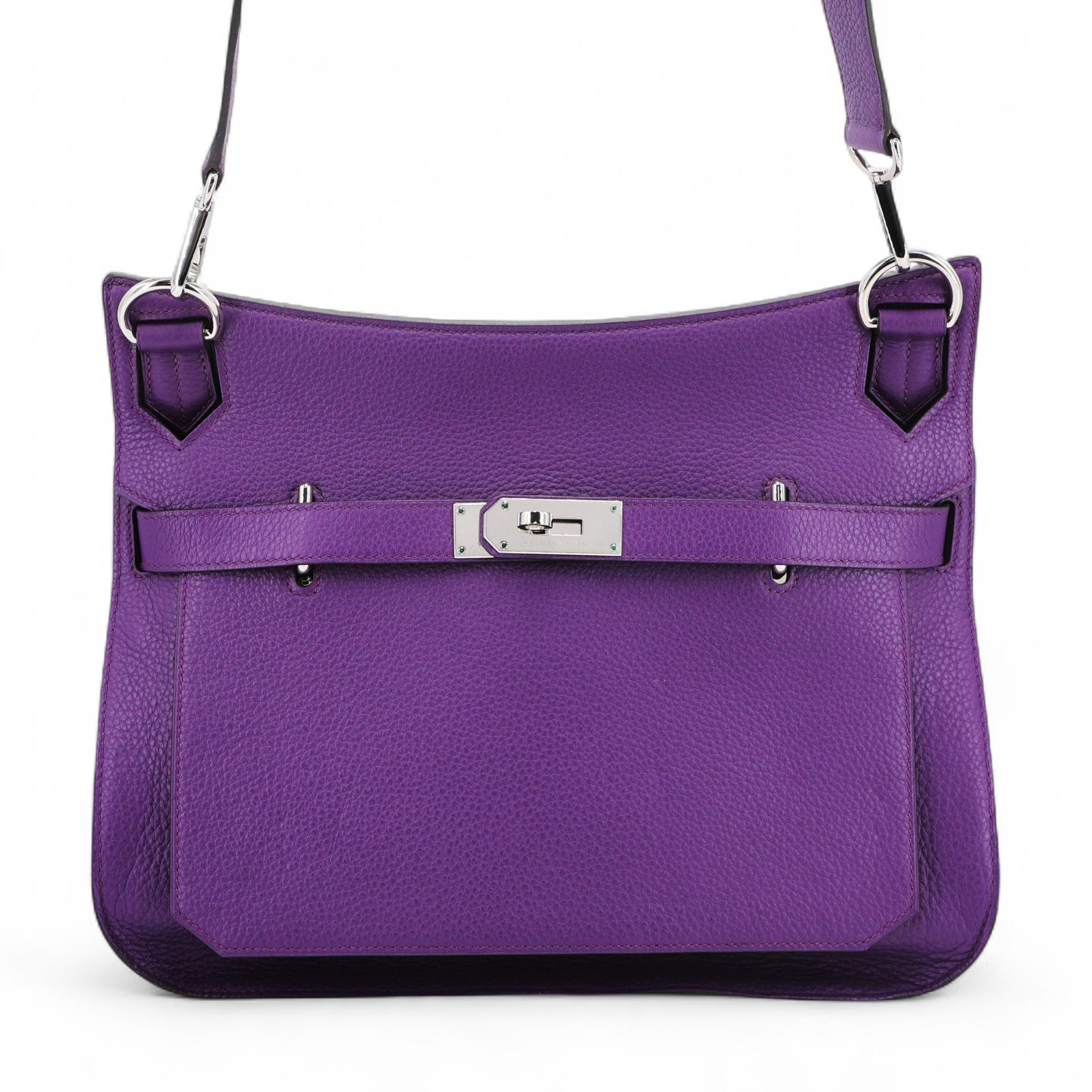 Very Good ( Rank A) HERMÈS Jypsiere 34 Ultraviolet (5L) Clemence Palladium hardware Square Q (2013) - 1