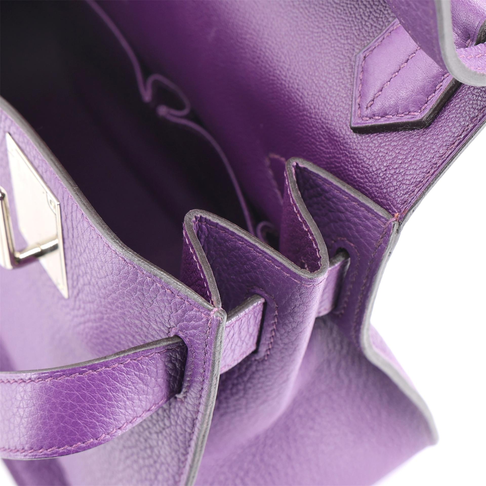 Very Good ( Rank A) HERMÈS Jypsiere 34 Ultraviolet (5L) Clemence Palladium hardware Square Q (2013) - 19