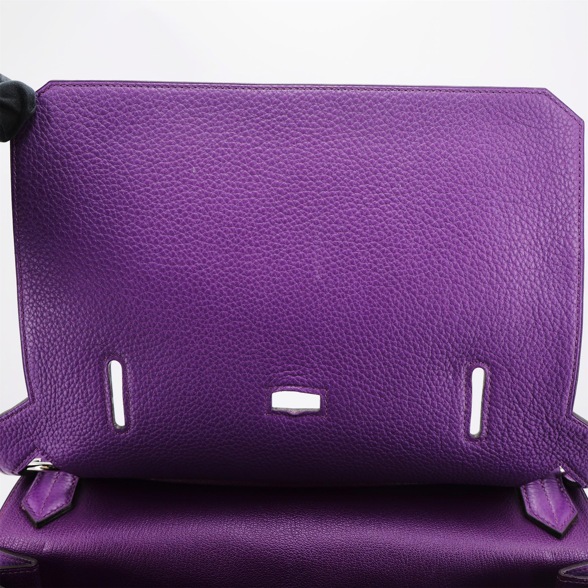 Very Good ( Rank A) HERMÈS Jypsiere 34 Ultraviolet (5L) Clemence Palladium hardware Square Q (2013) - 15