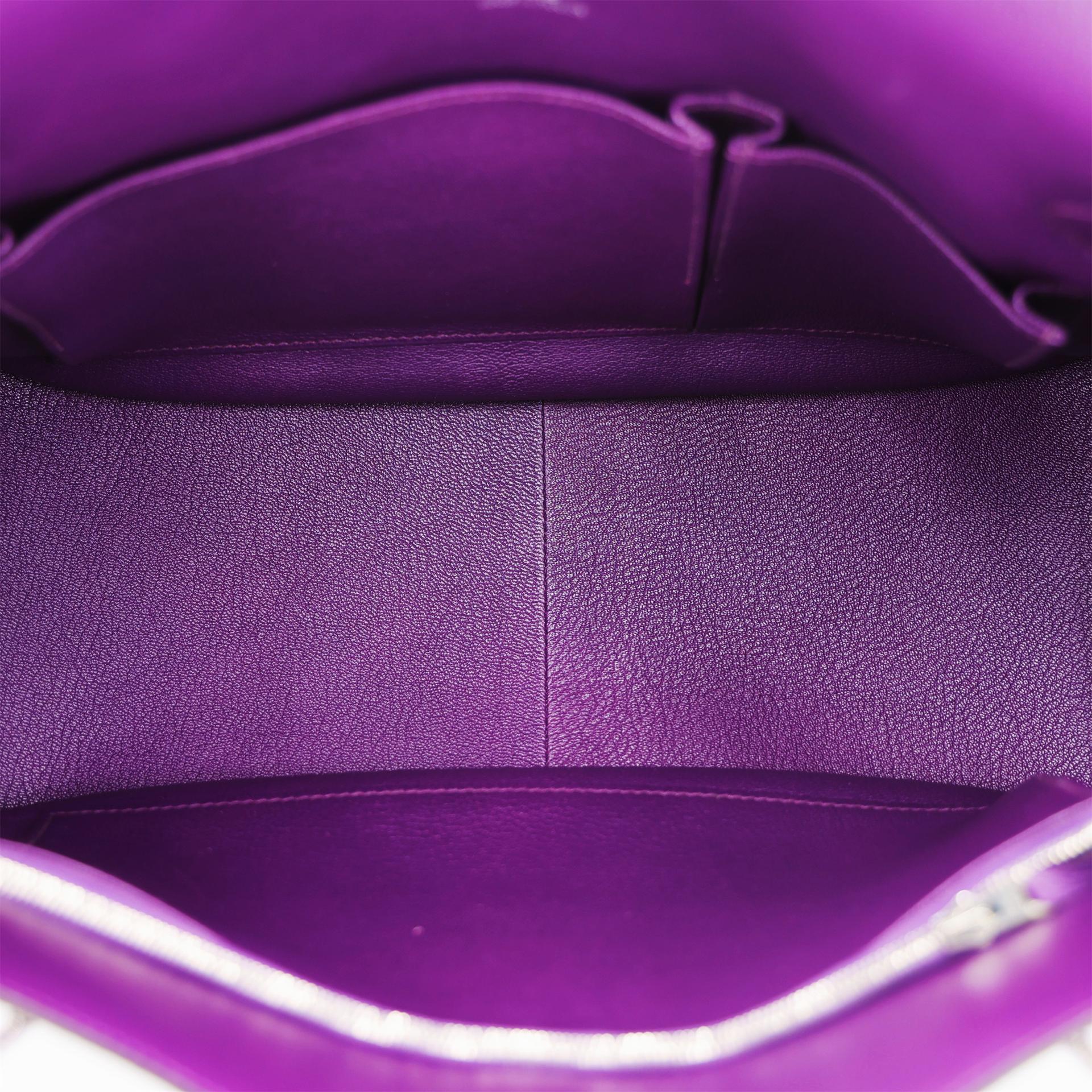 Very Good ( Rank A) HERMÈS Jypsiere 34 Ultraviolet (5L) Clemence Palladium hardware Square Q (2013) - 16